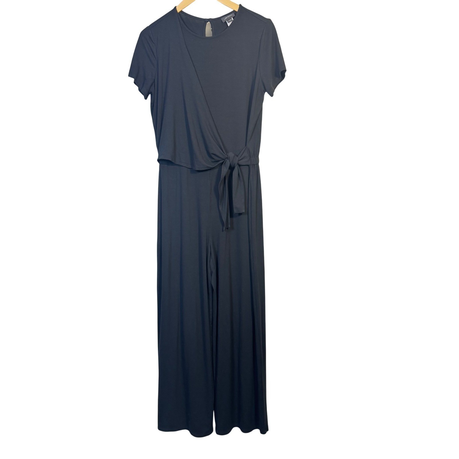 J.Jill Jumpsuit Small Black Short Sleeve Tie Waist Wrap Stretchy Full Length