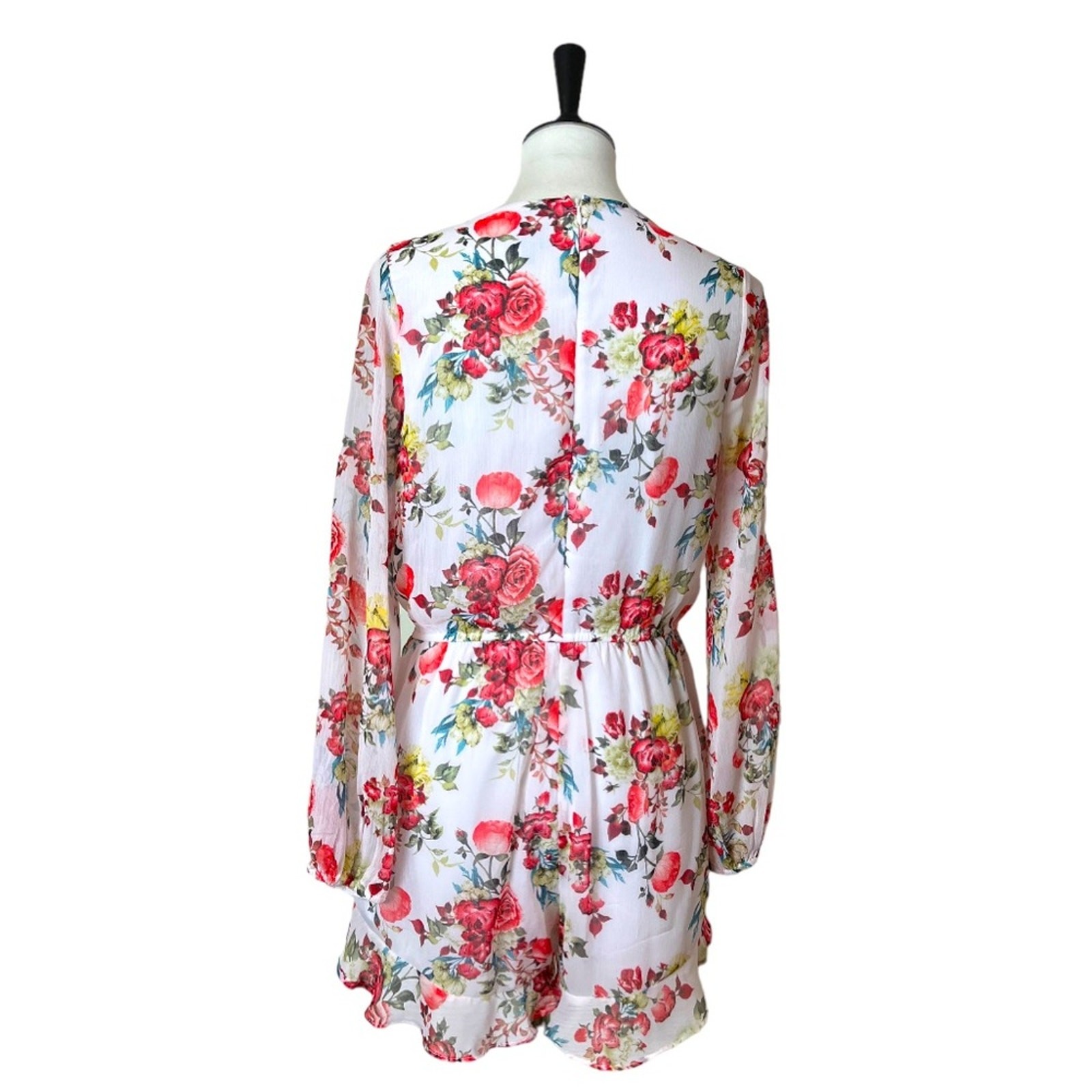 Disney Beauty & the Beast Romper Long Sleeve V-neck Chiffon Floral Women’s Large