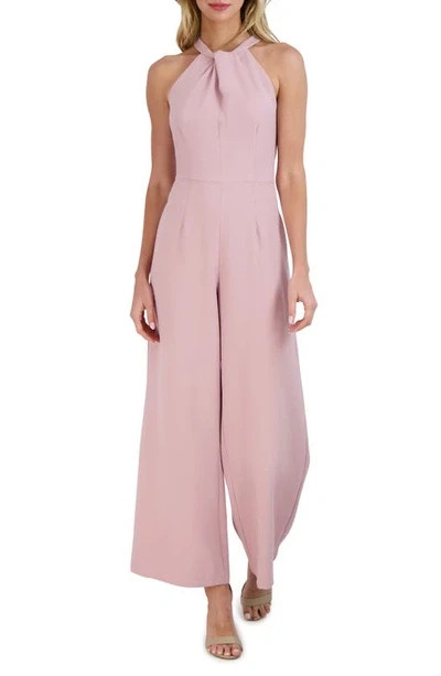 Julia Jordan Womens Twist-Front Halter Straight WideLegs Jumpsuit Light Mauve 10
