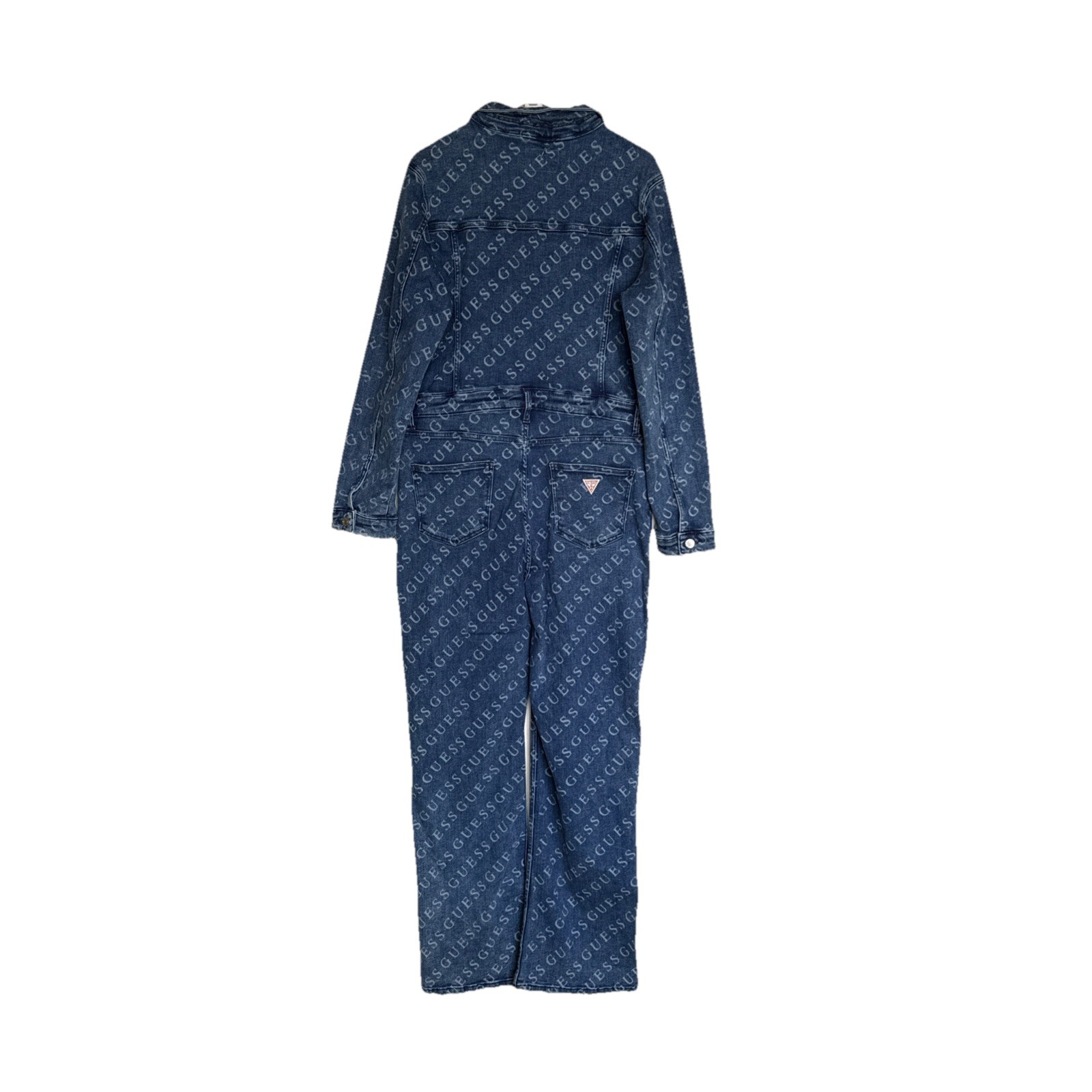 Guess Women Lorina Logo Denim Jumpsuit Medium Wash Blue Size XL NWT