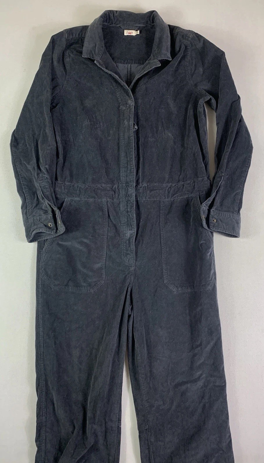 Faherty Corduroy Jumpsuit Womens Medium Washed Black Cotton Longsleeve Workwear