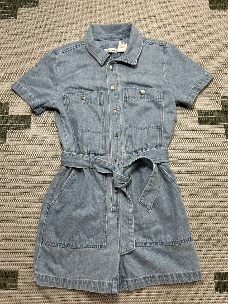 Loft Romper Womens 2 Blue Cotton Denim Wrap New *