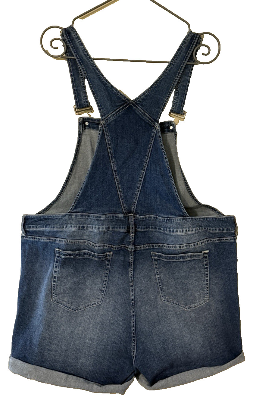 Disney Torrid Plus Size Mickey & Minnie Mouse Cuff Shortall Overalls Denim Sz 26