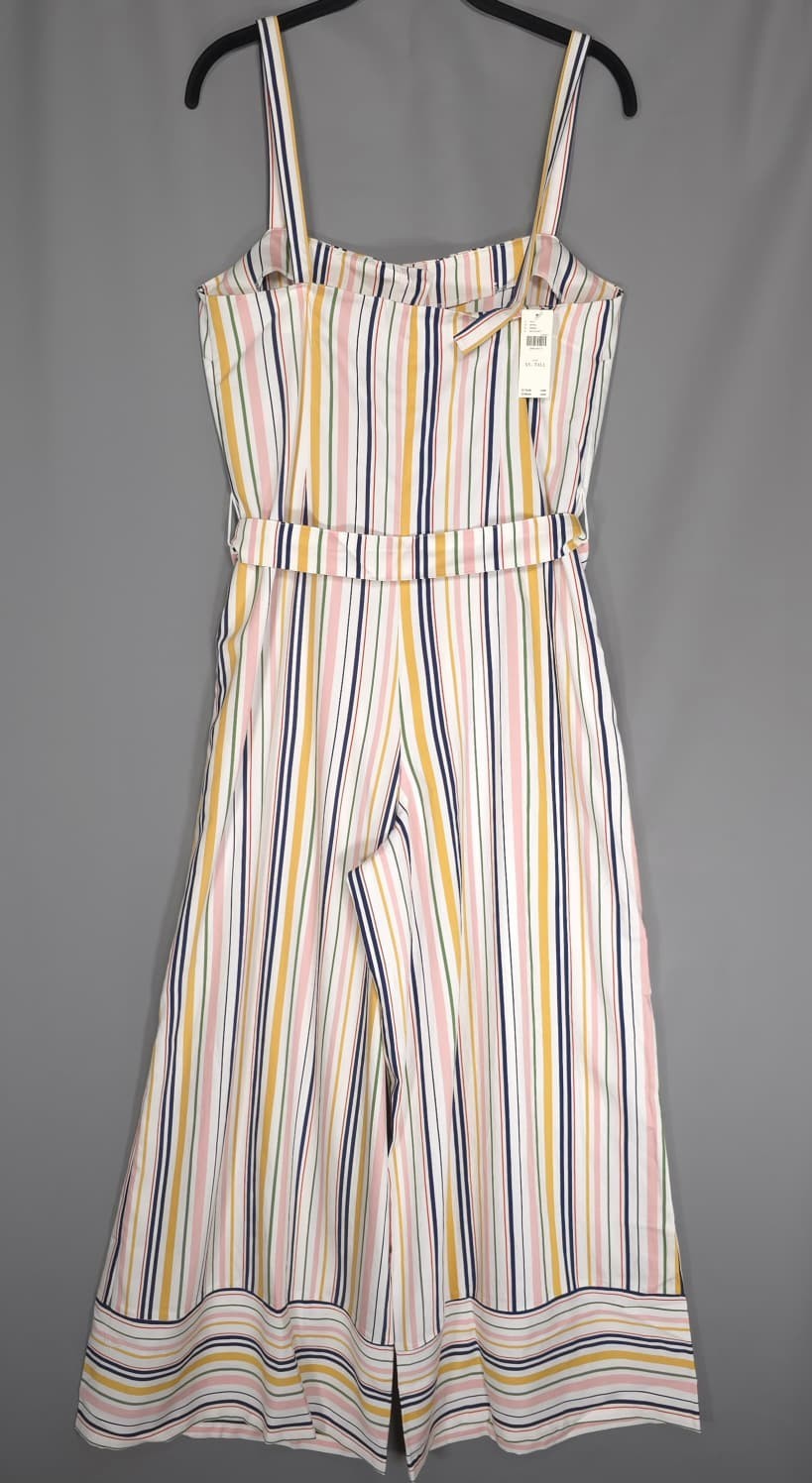 ANTHROPOLOGIE MAEVE New Striped Jumpsuit XS Tall Belted Wide Leg