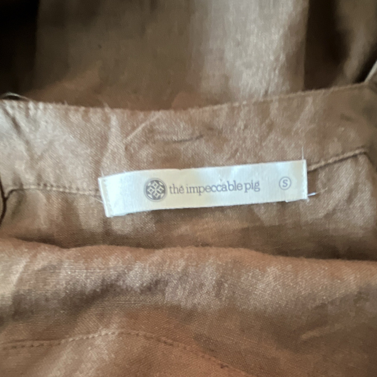 The Impeccable Pig Women’s Brown Tie back, wide leg. Jumpsuit Size S