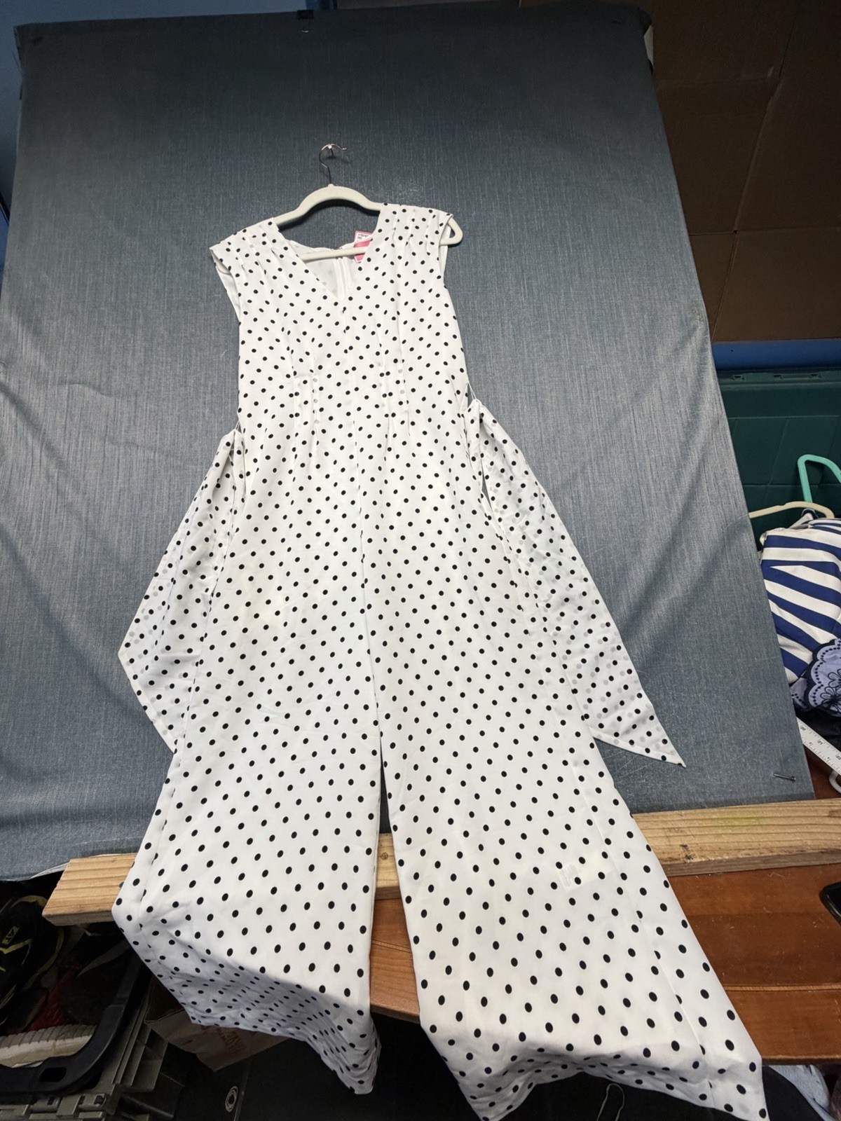 Kate Spade Polka Dot Jumpsuit Womens Wide Legs V-Neck Wrap Designer MSRP $348