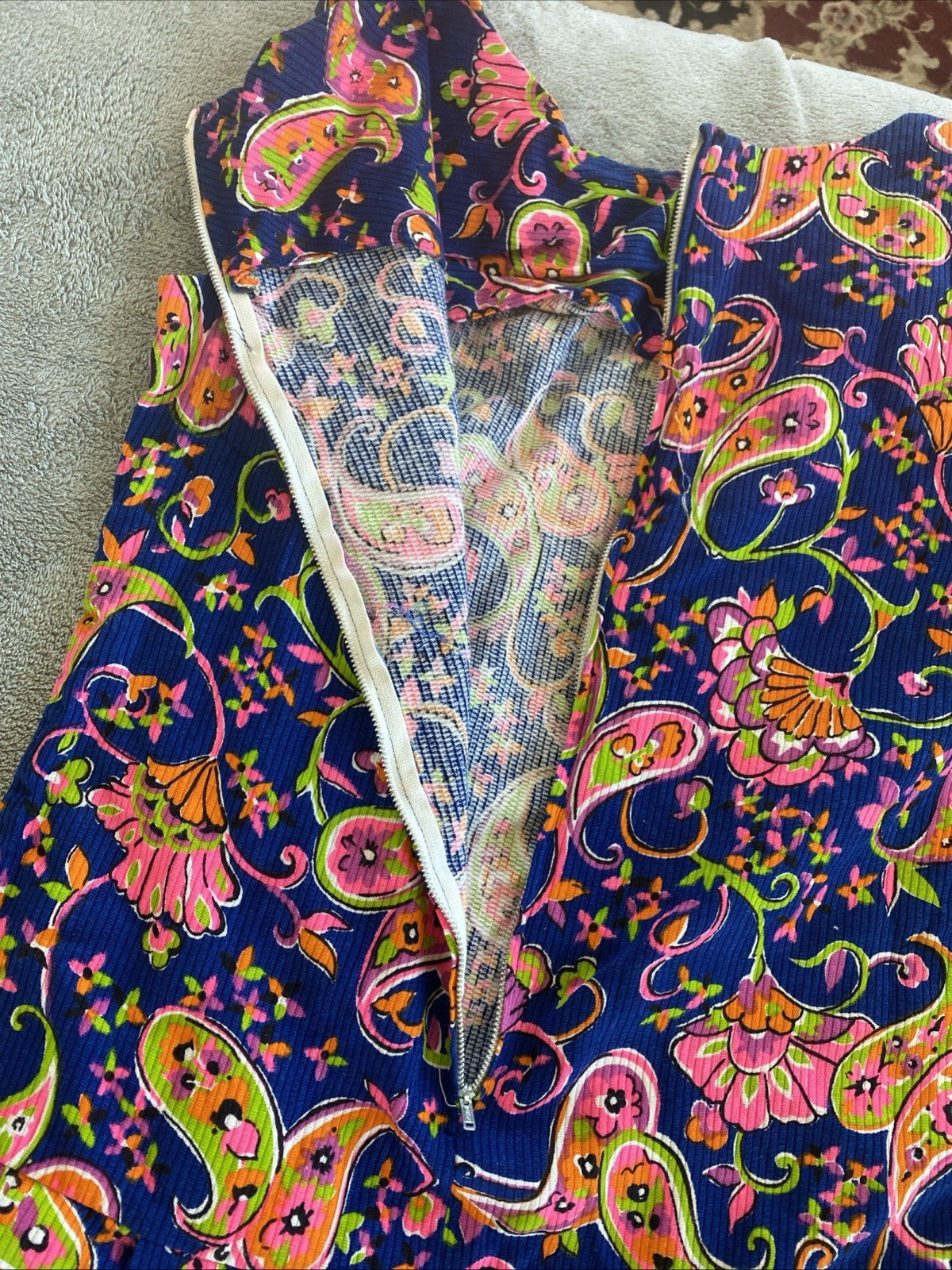 Vintage Shaker Square Size 14 Psychedelic Paisley Neon Skort Romper 60’s Groovy