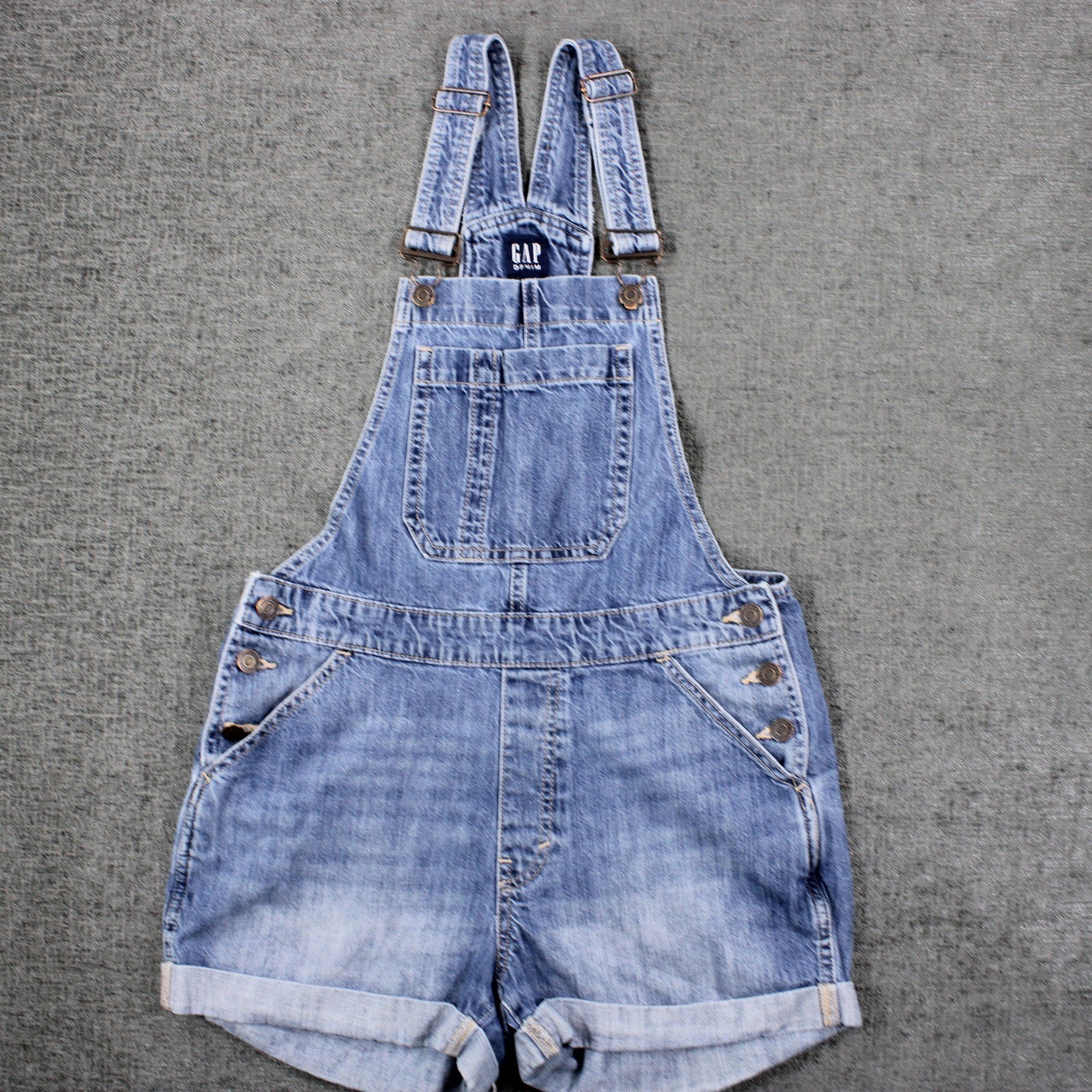 Gap Denim Womens Blue Shortall Overalls Size S 100% Cotton Bib Shorts 0281