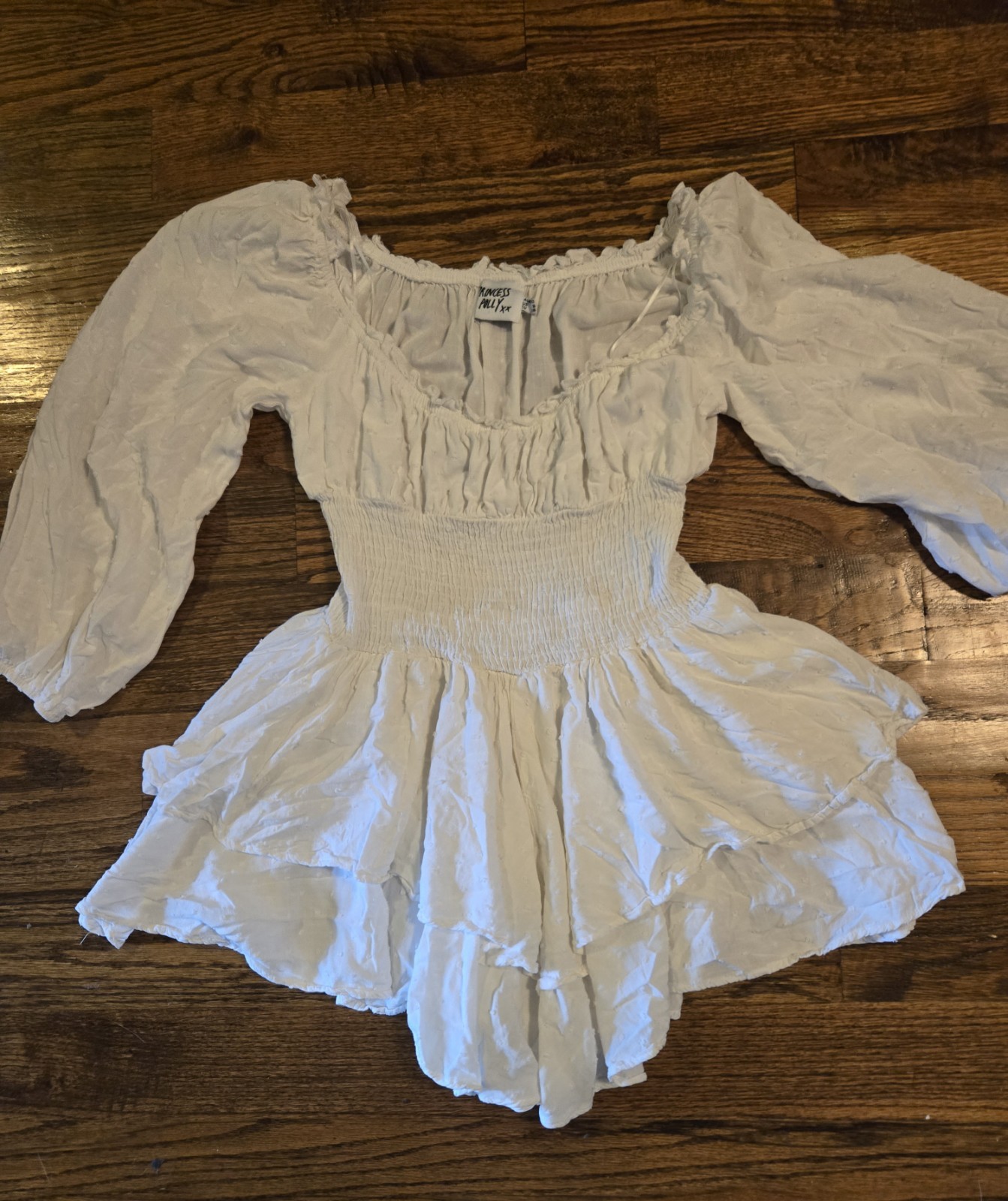 Princess Polly Love Galore White Tiered Romper Women’s Size 6