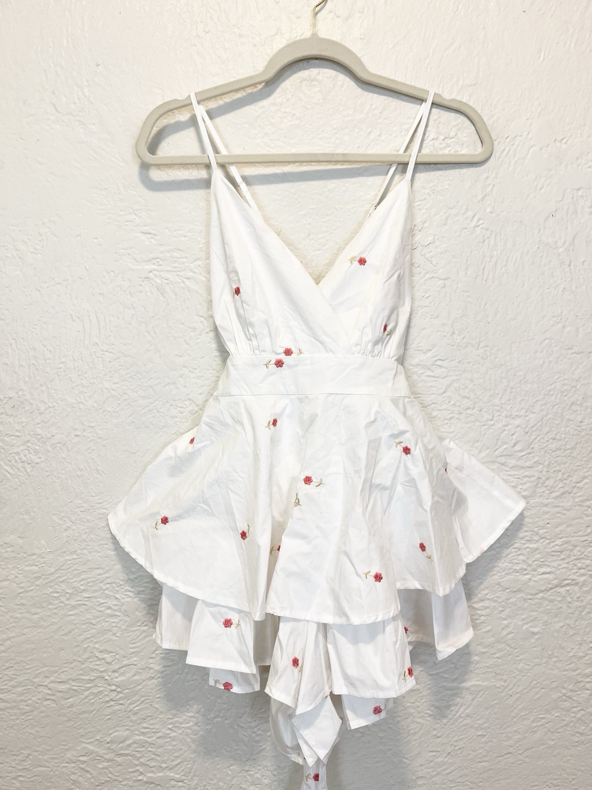 Lulus Romper White Floral Embroidered Small S