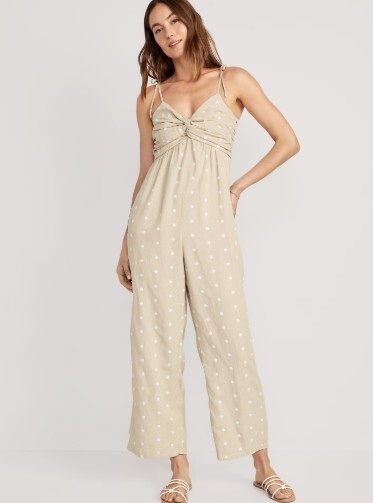 Old Navy Jumpsuit Womens M Polka Dot Festival Beachy Coverup Preppy Babydoll
