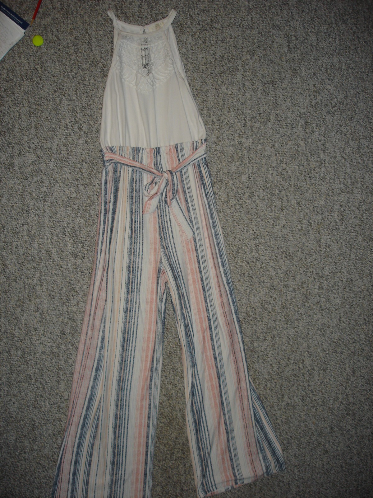 Ultra Flirt jumper romper women’s (S) small one piece blue/pink/white striped