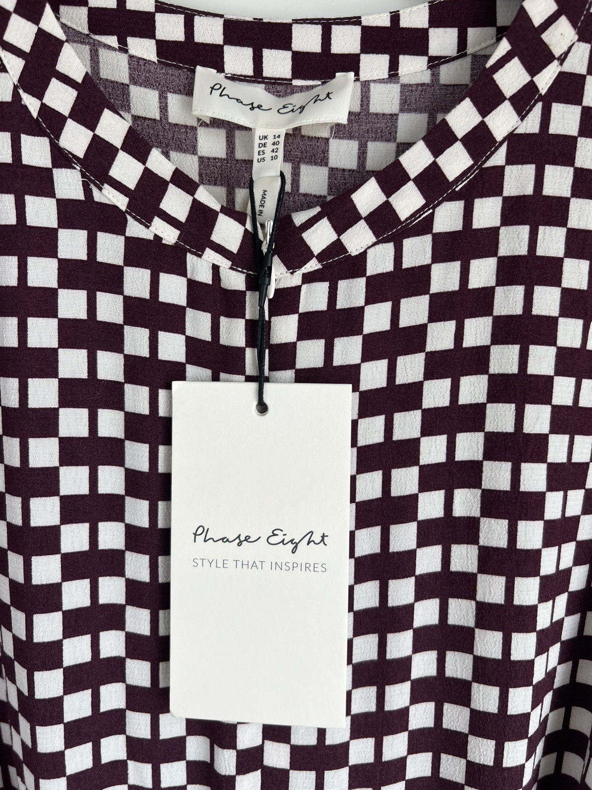 Phase Eight Andra Geo Multi Check Jumpsuit Front Zip Wide Leg UK 14 New