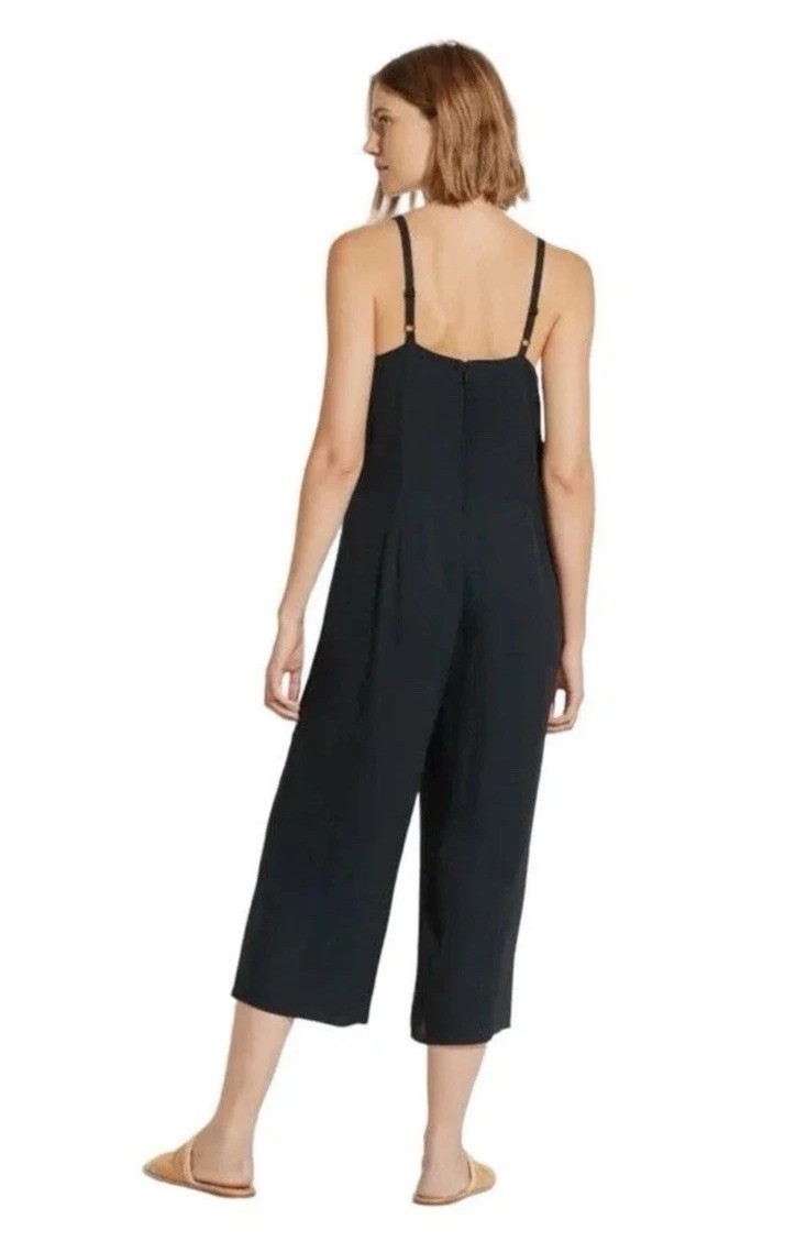 Vince Cami Wide Leg Crop Thin Strap Black Jumpsuit Size 4