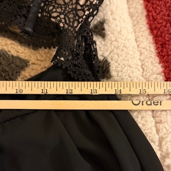 Blashe Lace Trimmed Jumpsuit Black Wide Leg Back Zip Size L