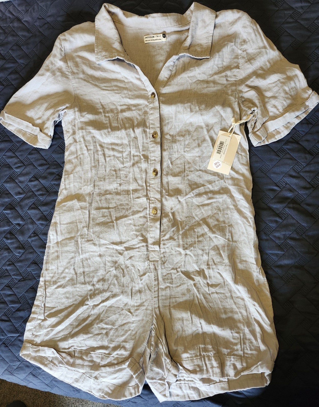 Jackson Rowe Faro Romper XS Coastal Neutral Rain Blue Viscose