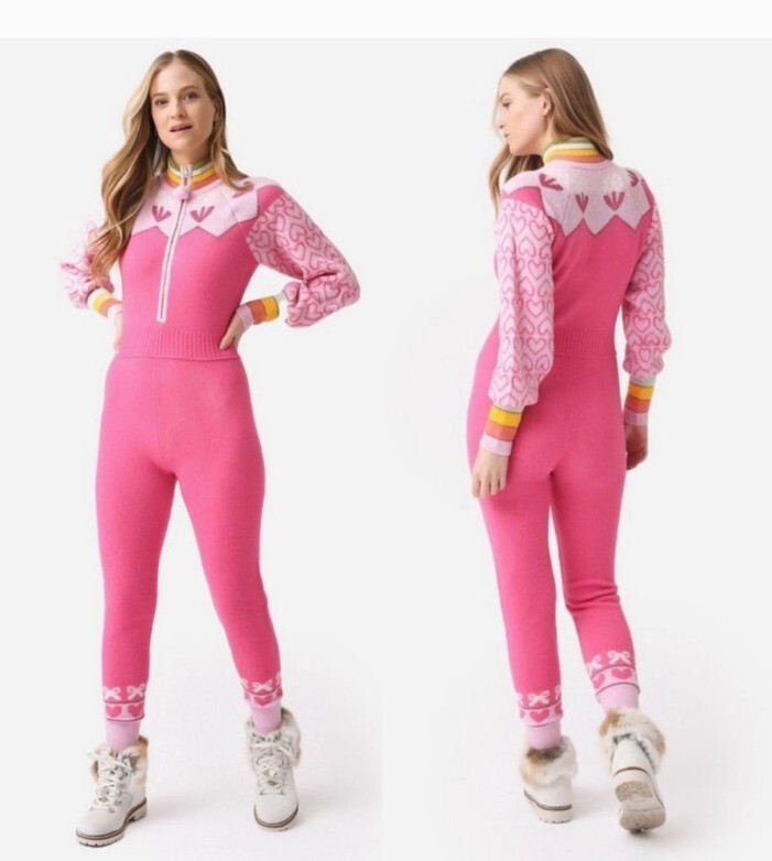 Love Shack Fancy Lali Intarsia Knit Sweater Pants Jumpsuit Romper SKI LUREX $625