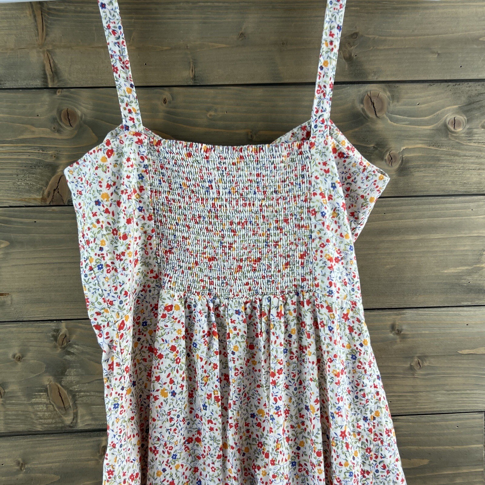 Urban Outfitters Womens Romper Sleeveless Floral Smocking Pockets Button Small