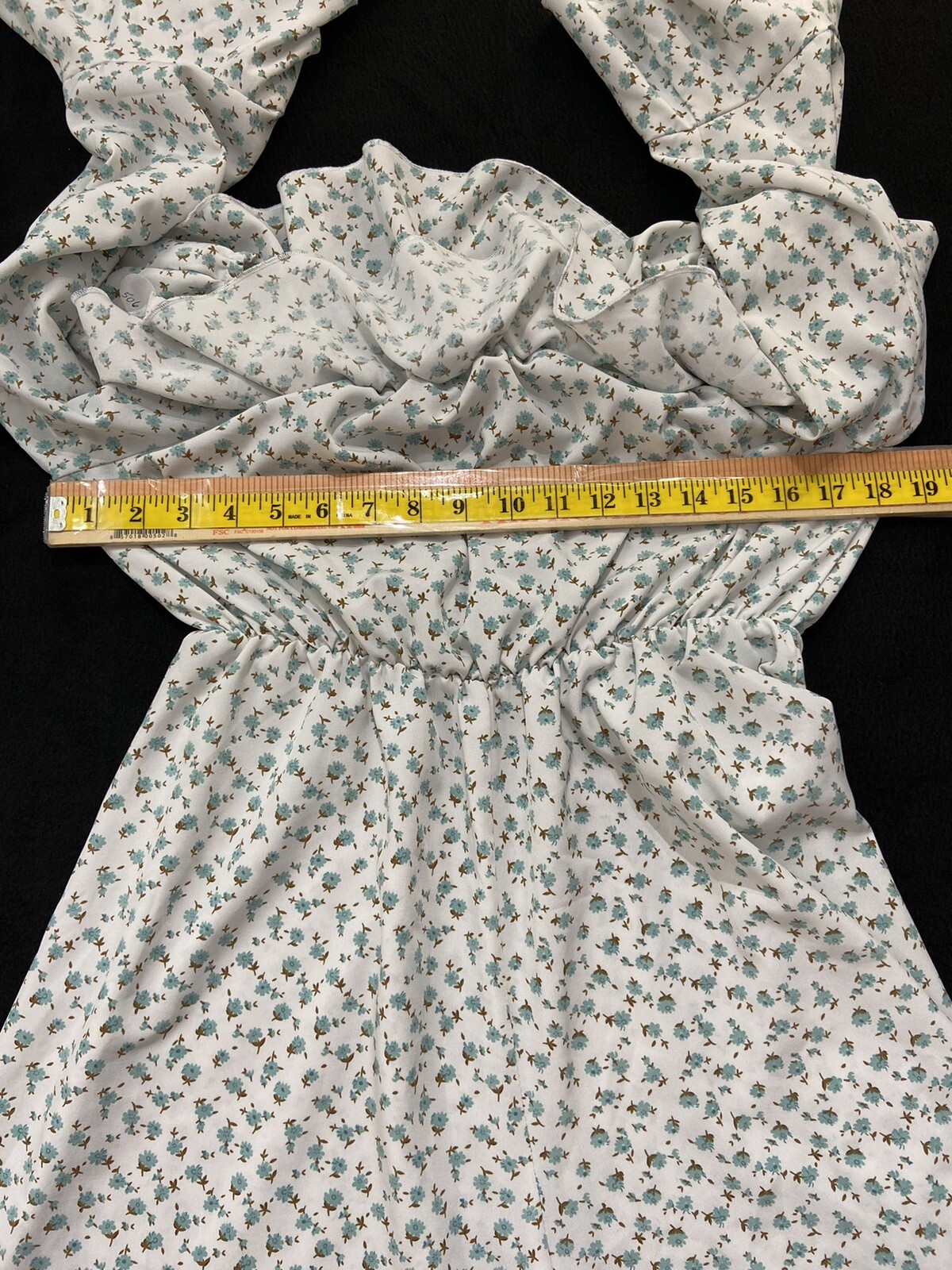 Romwe Romper Size L Shirred Neckline 3/4 Ruffled Tiered Empire Elastic Waist