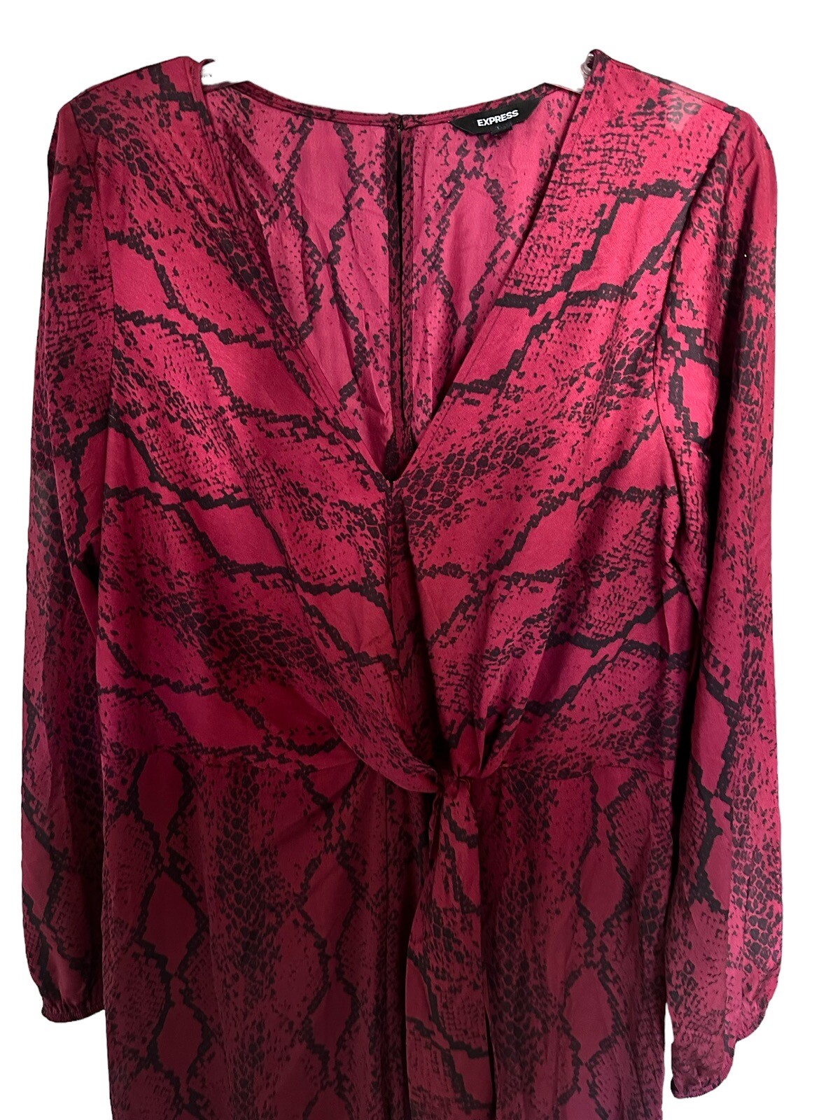 Express Women’s Burgundy Snake Print Jumpsuit Size Large