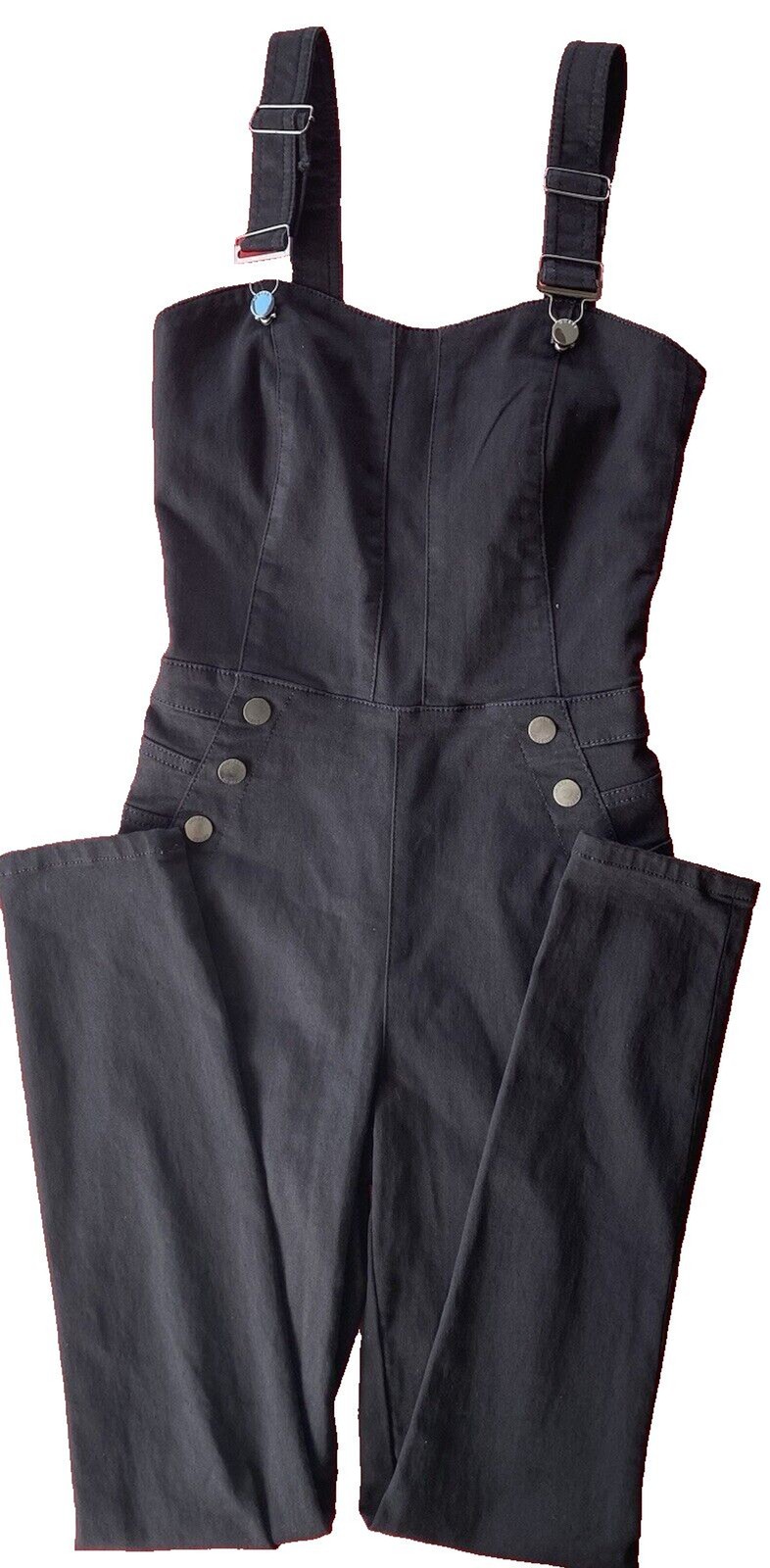 Guess Rosemary Jumpsuit High Waist Skinny Fit Stretch Denim Womens XS Black NWT