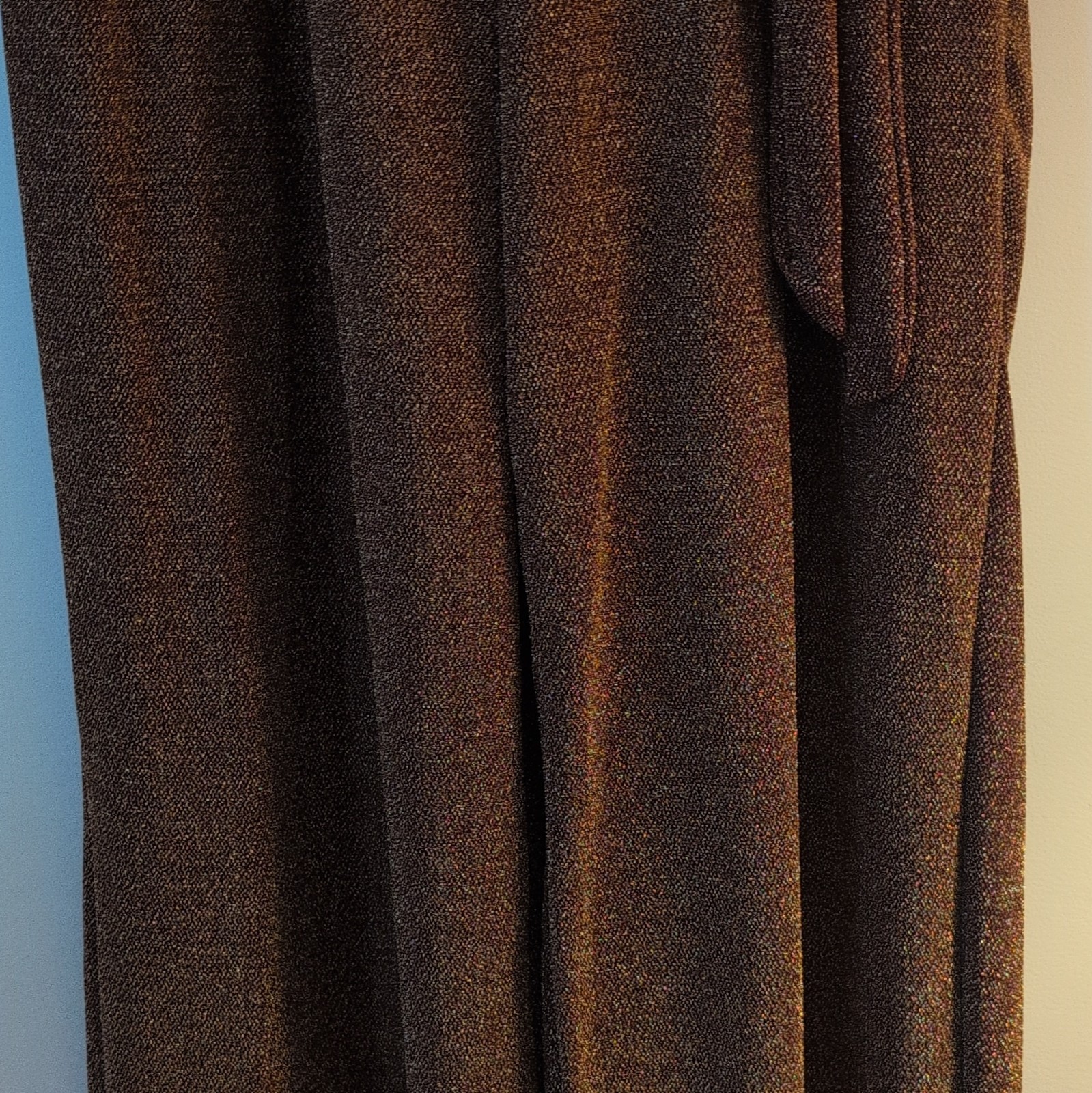 SOLID & CHIC Women’s XL Wrap Jumpsuit Brown Gold Metallic Long Sleeve Tie Knit