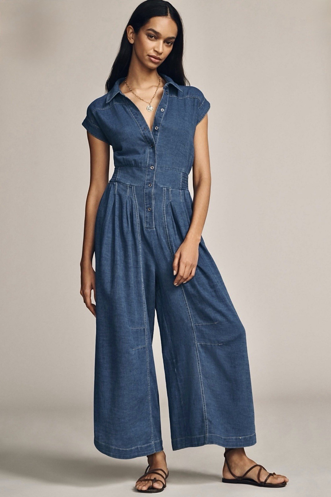 Anthropologie Lightweight Denim Jumpsuit Women’s Large