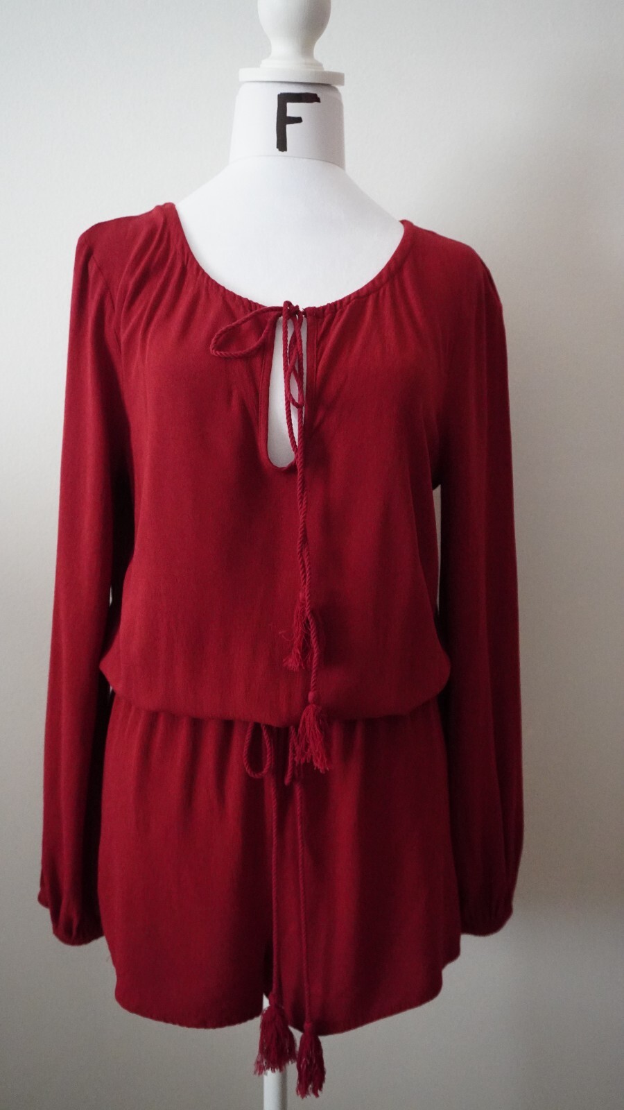 Jack by BB Dakota, Maroon Long Sleeve Romper, Pre-owned – Good, size Medium