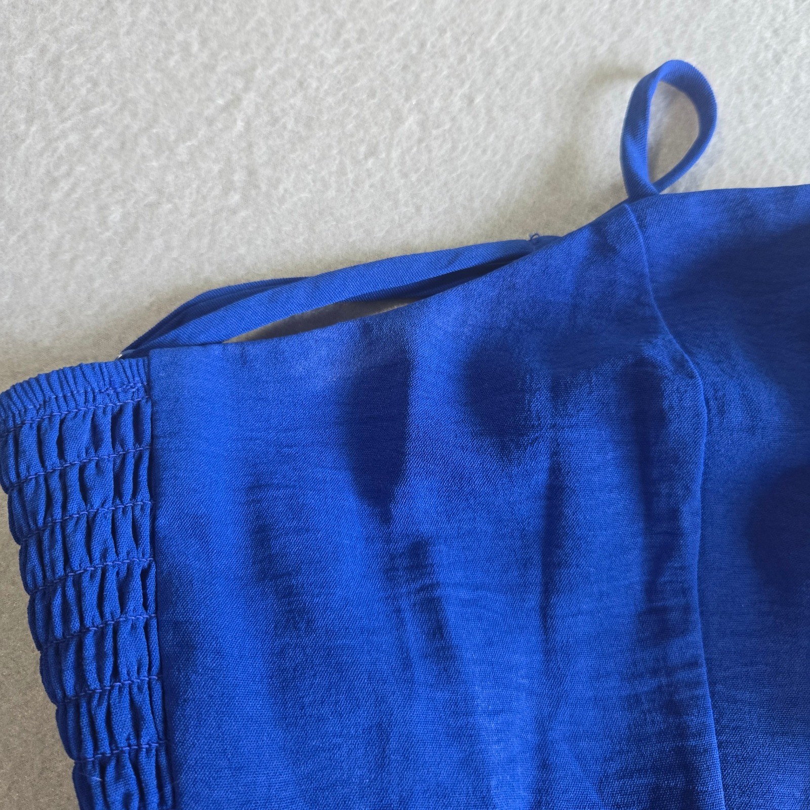 Monteau Jumpsuit Women Medium Royal Blue Wide Leg Sweetheart Smocked Back Pocket