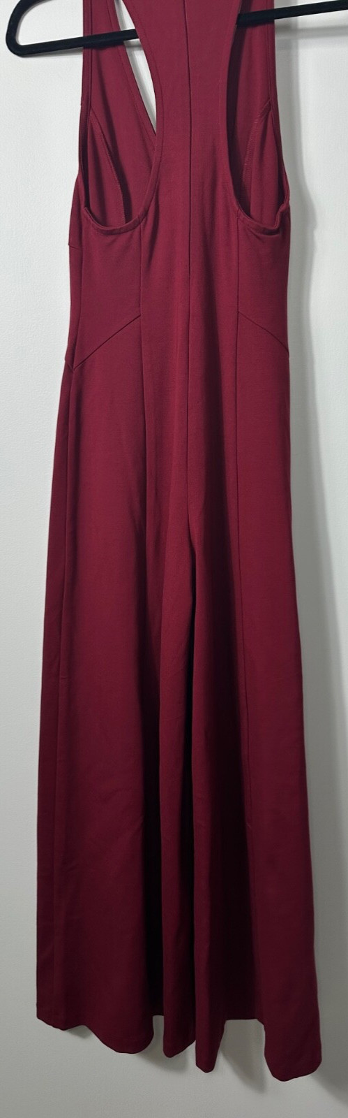 Free People V-neckline Sleeveless Wide Leg Jumpsuit Red XS Thick Oversized B12