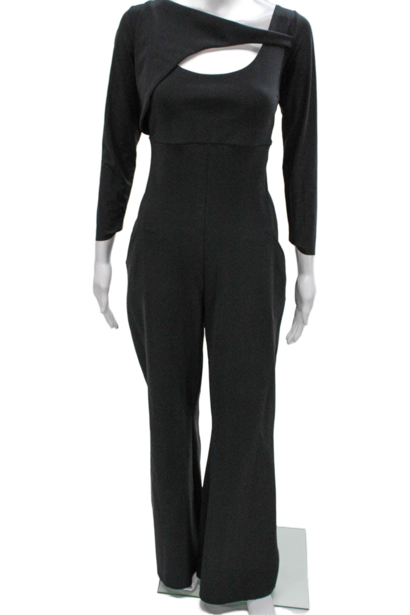 Chiara Boni La Petite Robe Womens Gray Boatneck Long Sleeve Jumpsuit Size M