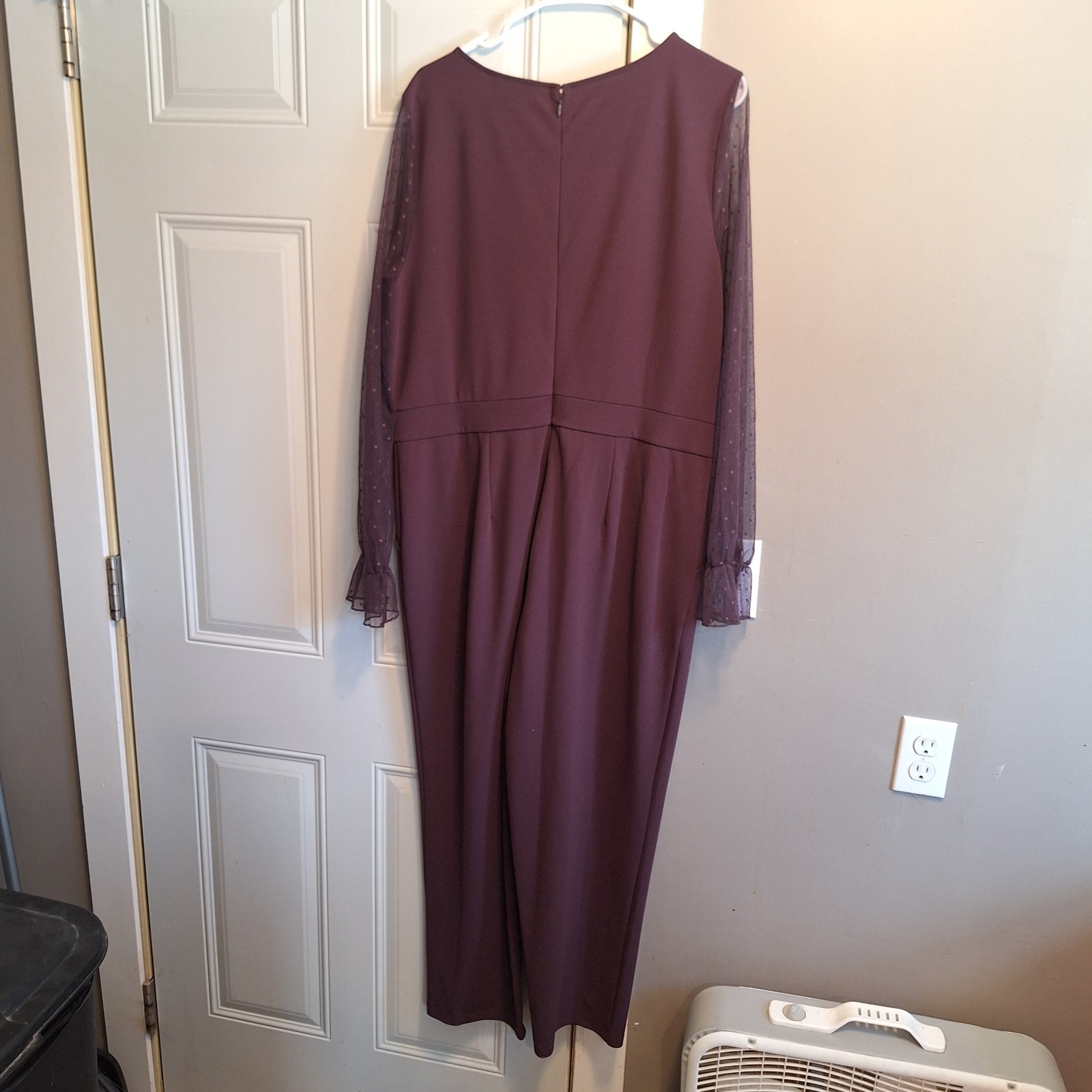 Womens Wide Leg Jumpsuit L Purple Boho Coastal Lace Cottagecore Gypsy Vacation