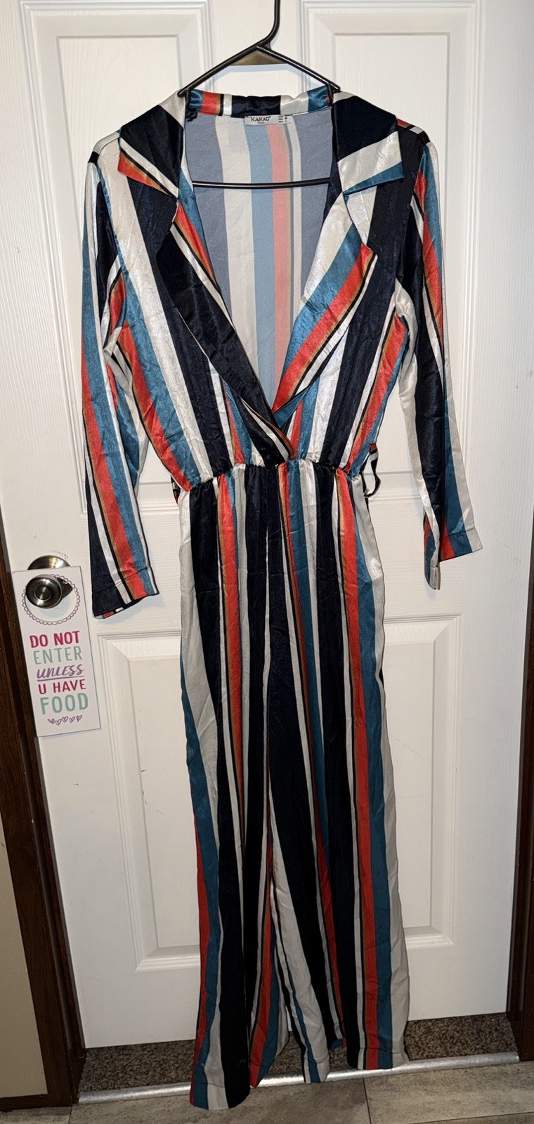 Women’s Collared Wide-Leg Jumpsuit Gathered Waist Size Medium