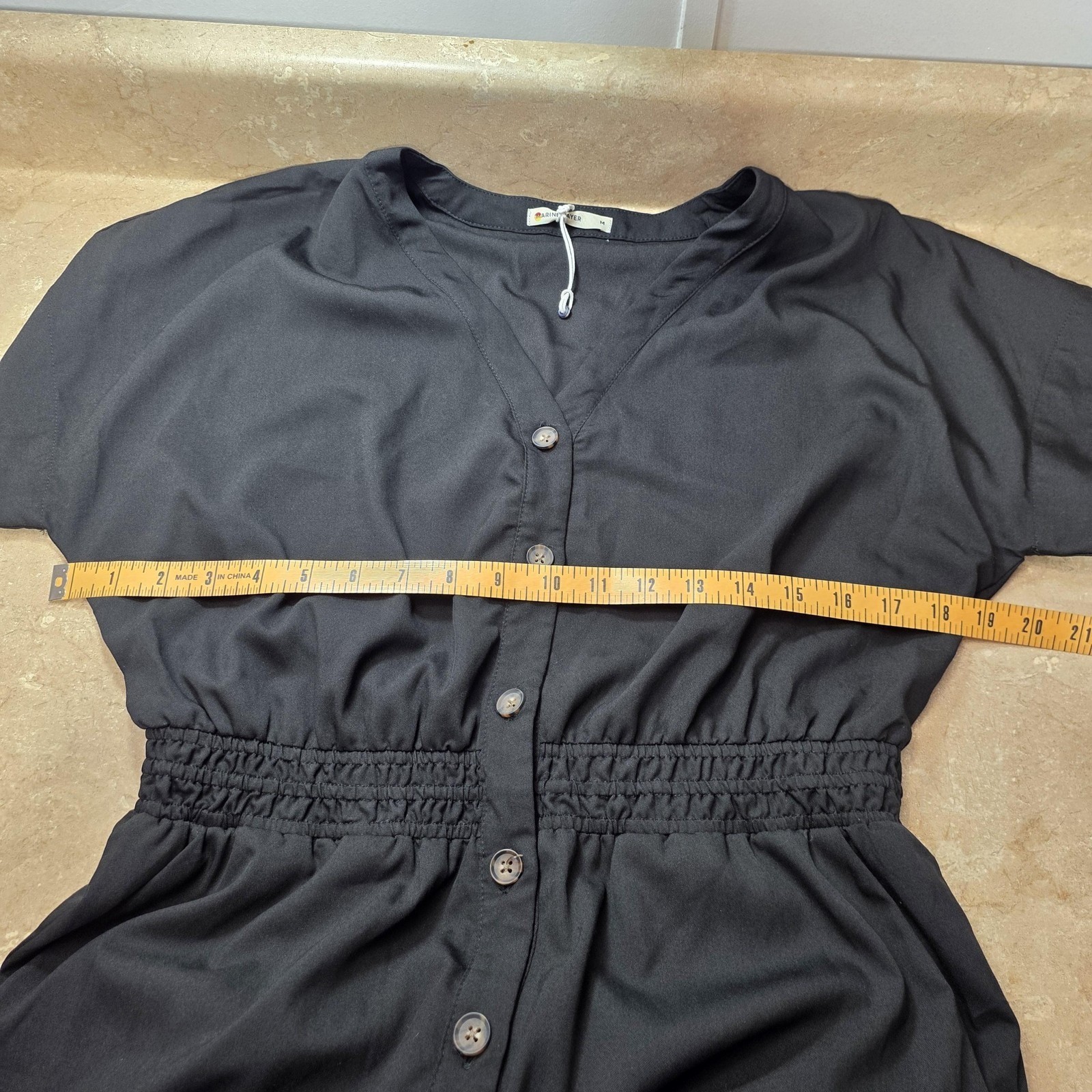 Marine Layer Lia Utility Wide Leg Jumpsuit Women M Black Button Pockets Aviator