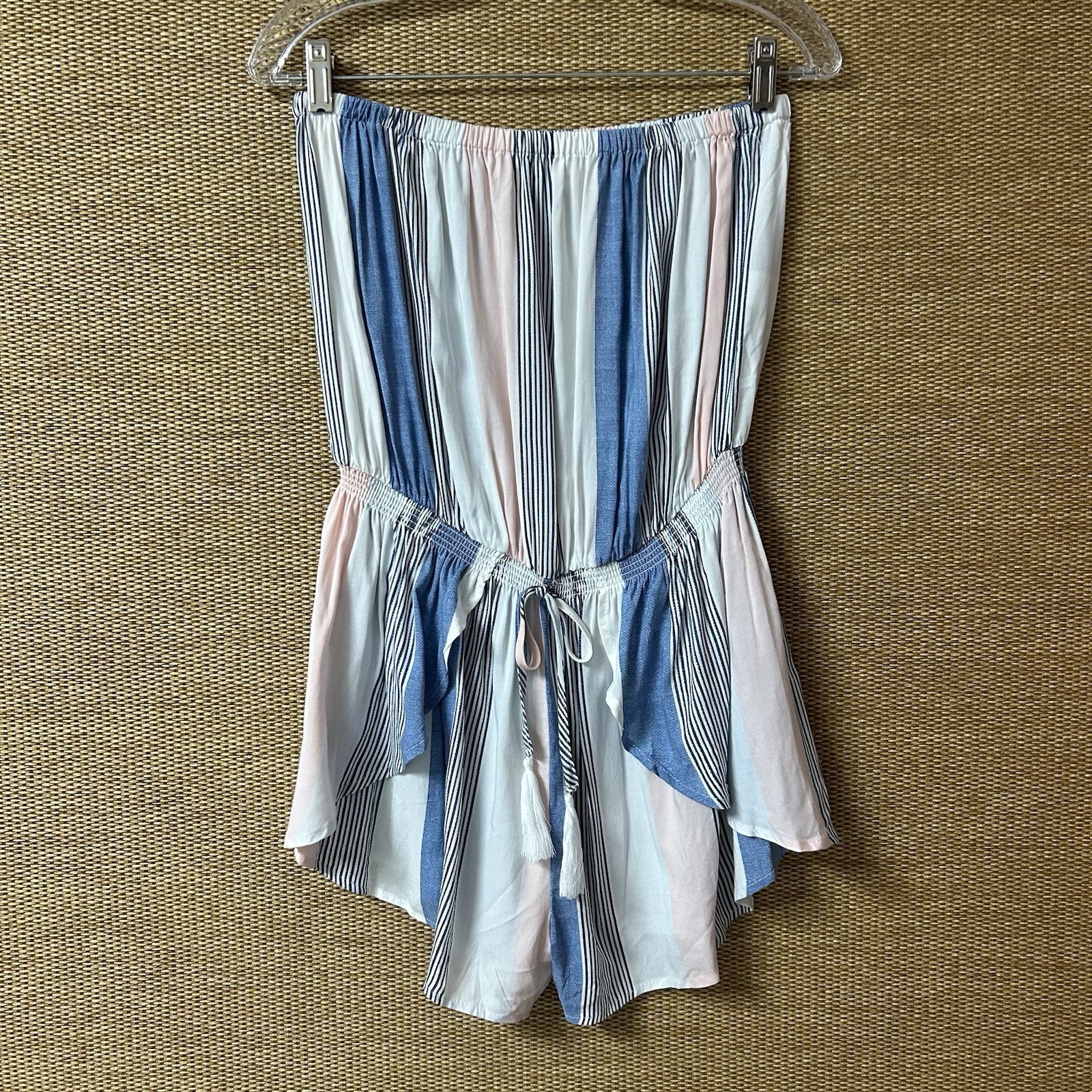 Ocean Drive Romper Women’s M Multicolor Stripe Rayon Strapless Swimsuit Coverup