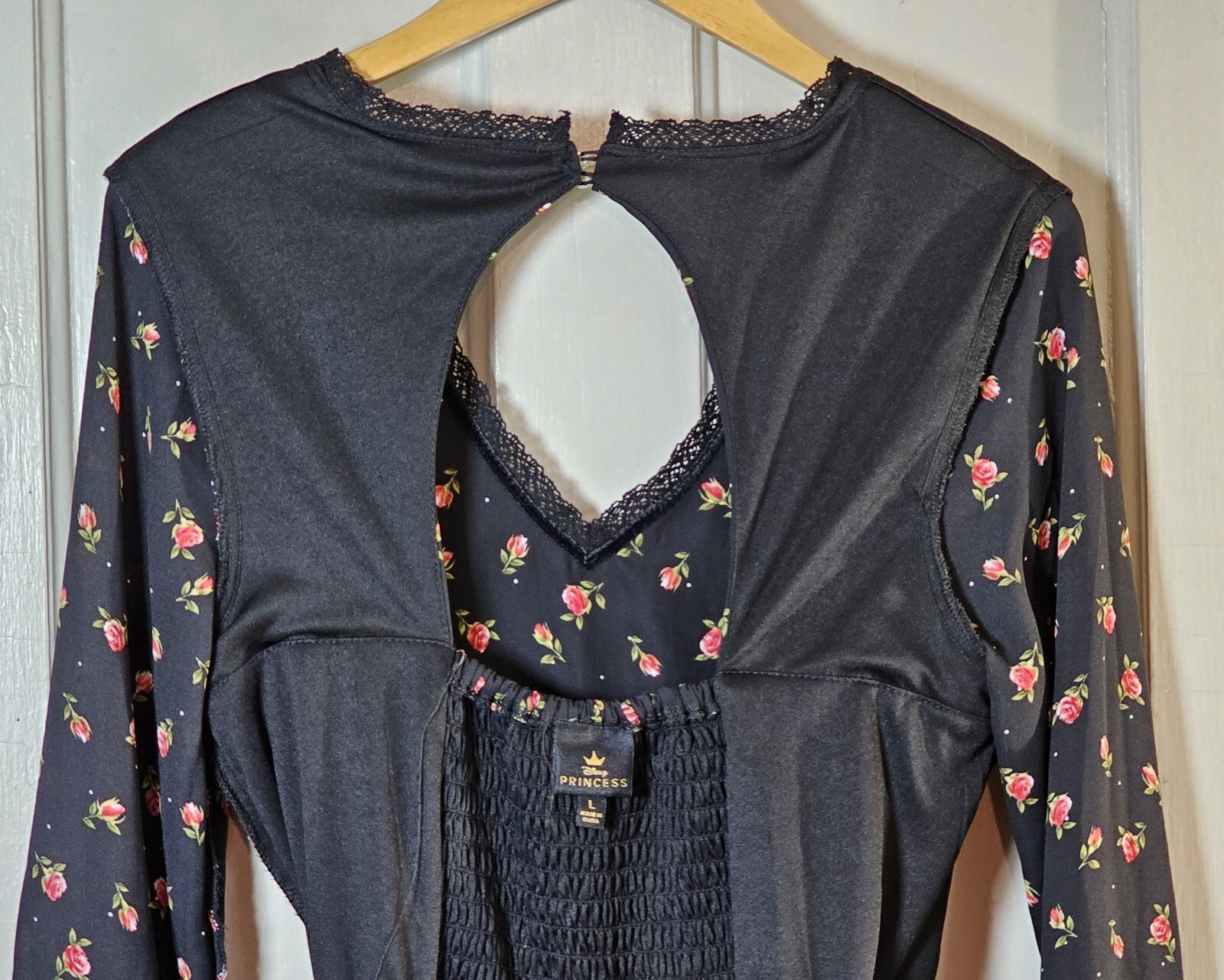 Disney Princess Romper Junior Size L Black Roses Belle Beauty Beast Cottagecore