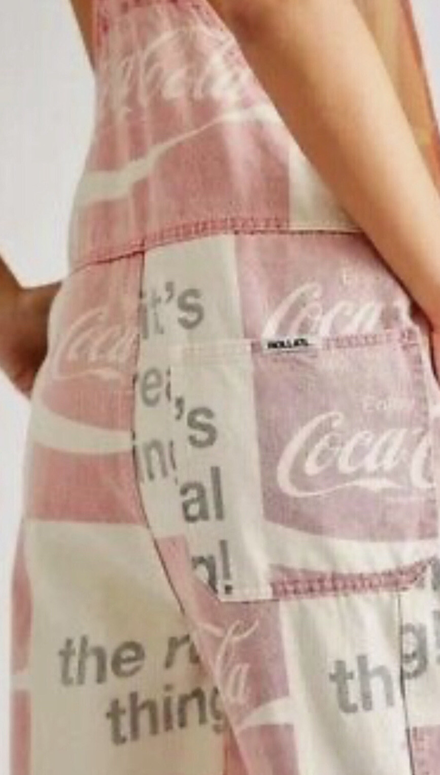 Urban Outfitters Rolla Coca Cola Printed Checkerboard Overall Red Ivory XXS NWT