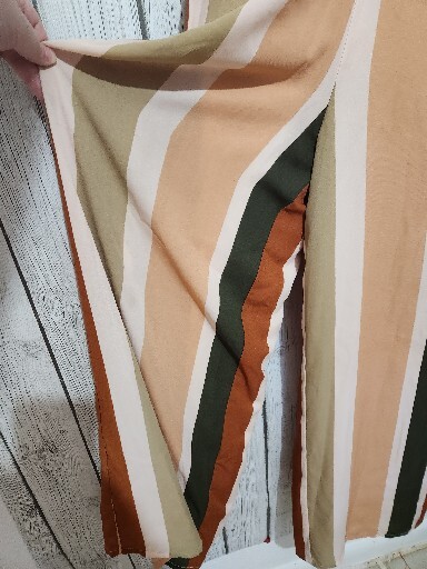 4SI3NNA Maxi Jumpsuit S Fall Colorblock Stripes Wide Leg V Neck Belt Zip Career