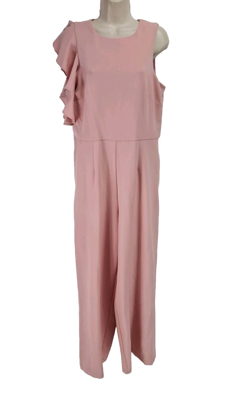 JULIA JORAN Women Long Romper Jumpsuit Size 10 Dusty Pink One Shoulder 270CP