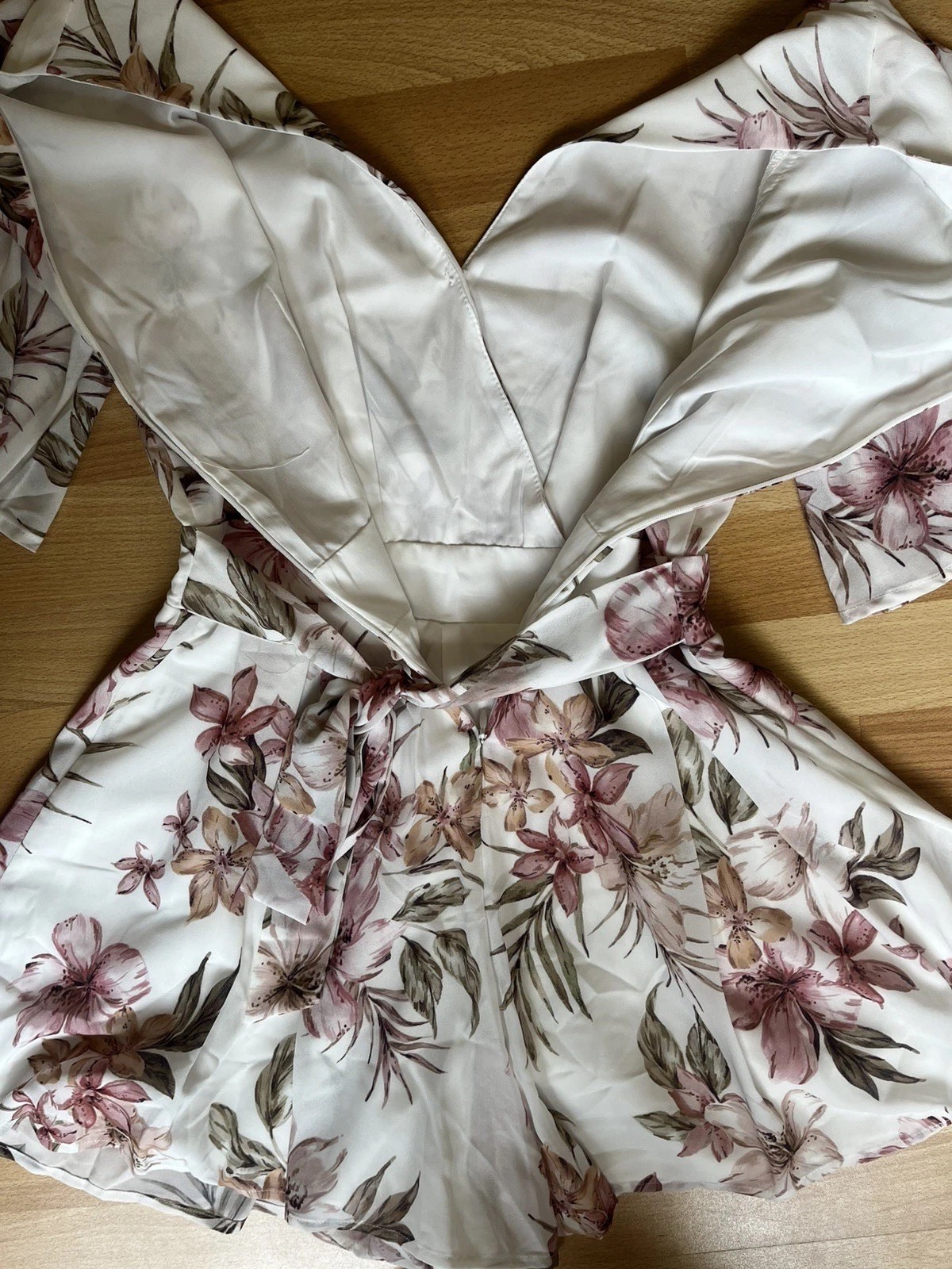 Floral Print Wrap Style Romantic Soft Boho Lightweight Fabric Playsuit Size 10