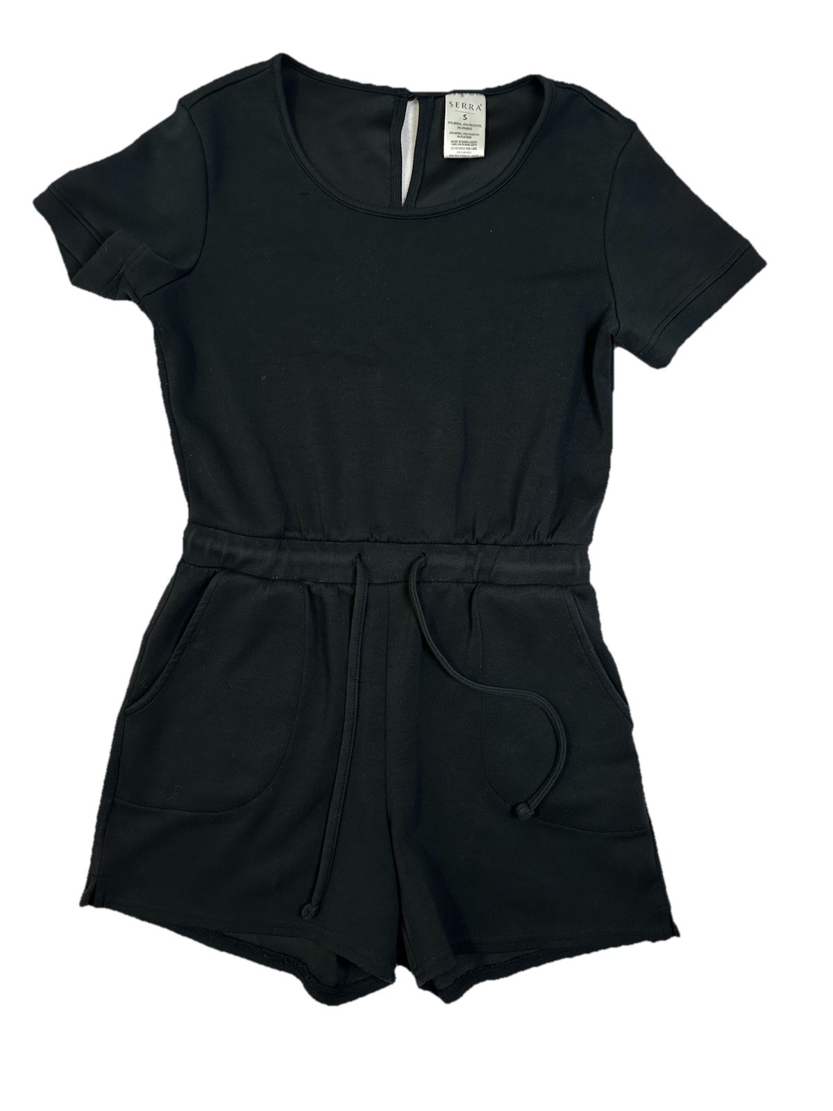 Serra Romper Women’s Small Shorts Short Sleeve Black Athleisure Casual Sporty