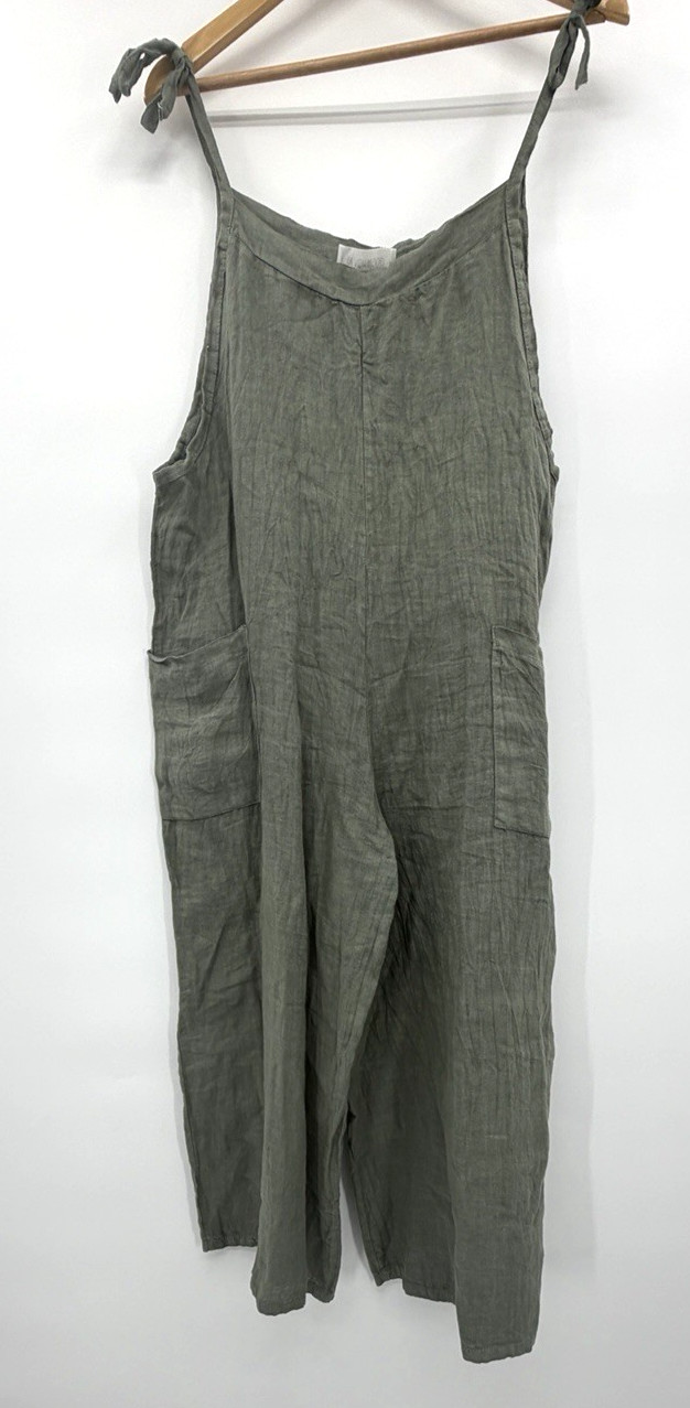 Beachwood Baby Linen Overalls Wide Leg Jumper One Size OS Green Italy Maternity