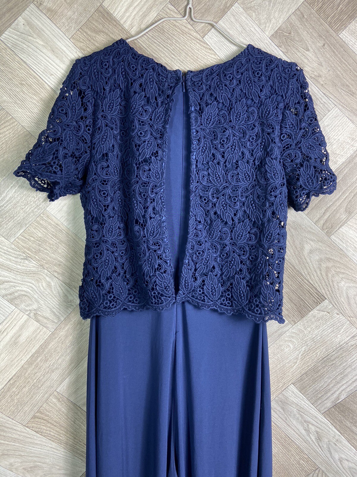 Ladies Phase Eight Navy Fitted Smart Jumpsuit Lace Detail Size 8 Formal