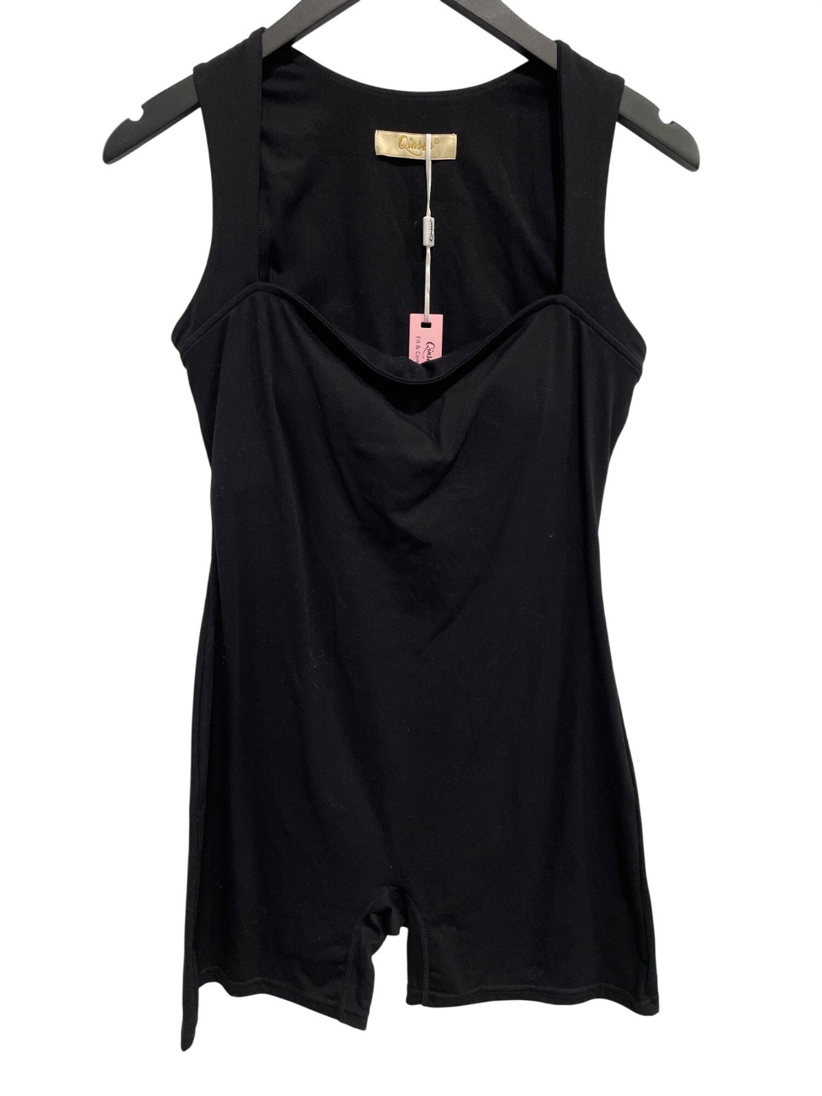 Qinsen Bodysuit Size 8 Sleeveless Square Neck Tummy Control Bodycon Stretch NEW