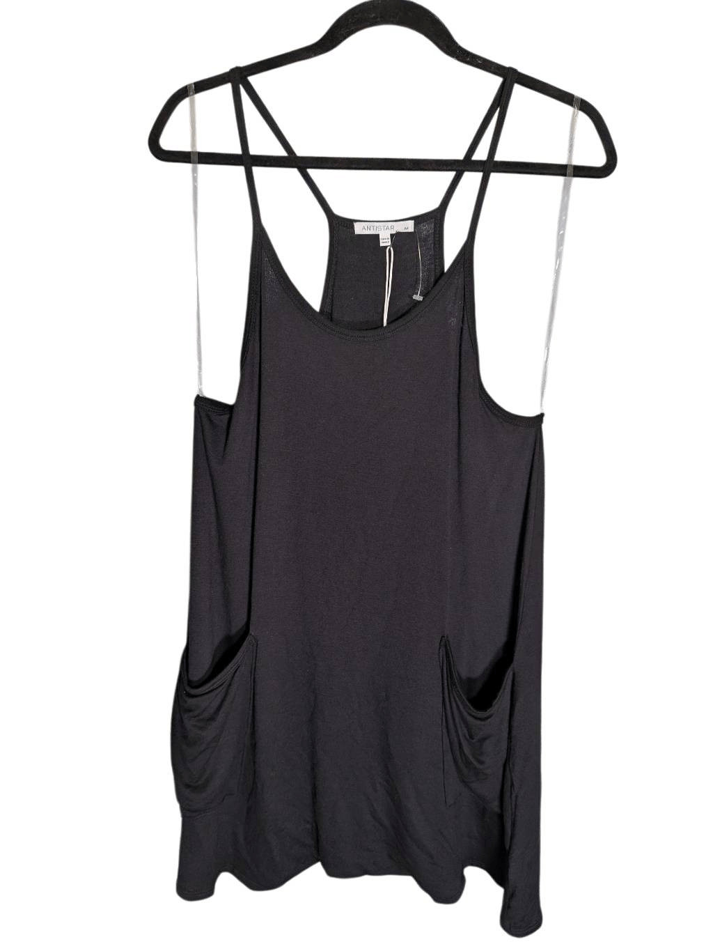 NWT Antistar Sleeveless, Scoop Neckline, Solid Black Short W/Pockets Women’s Med