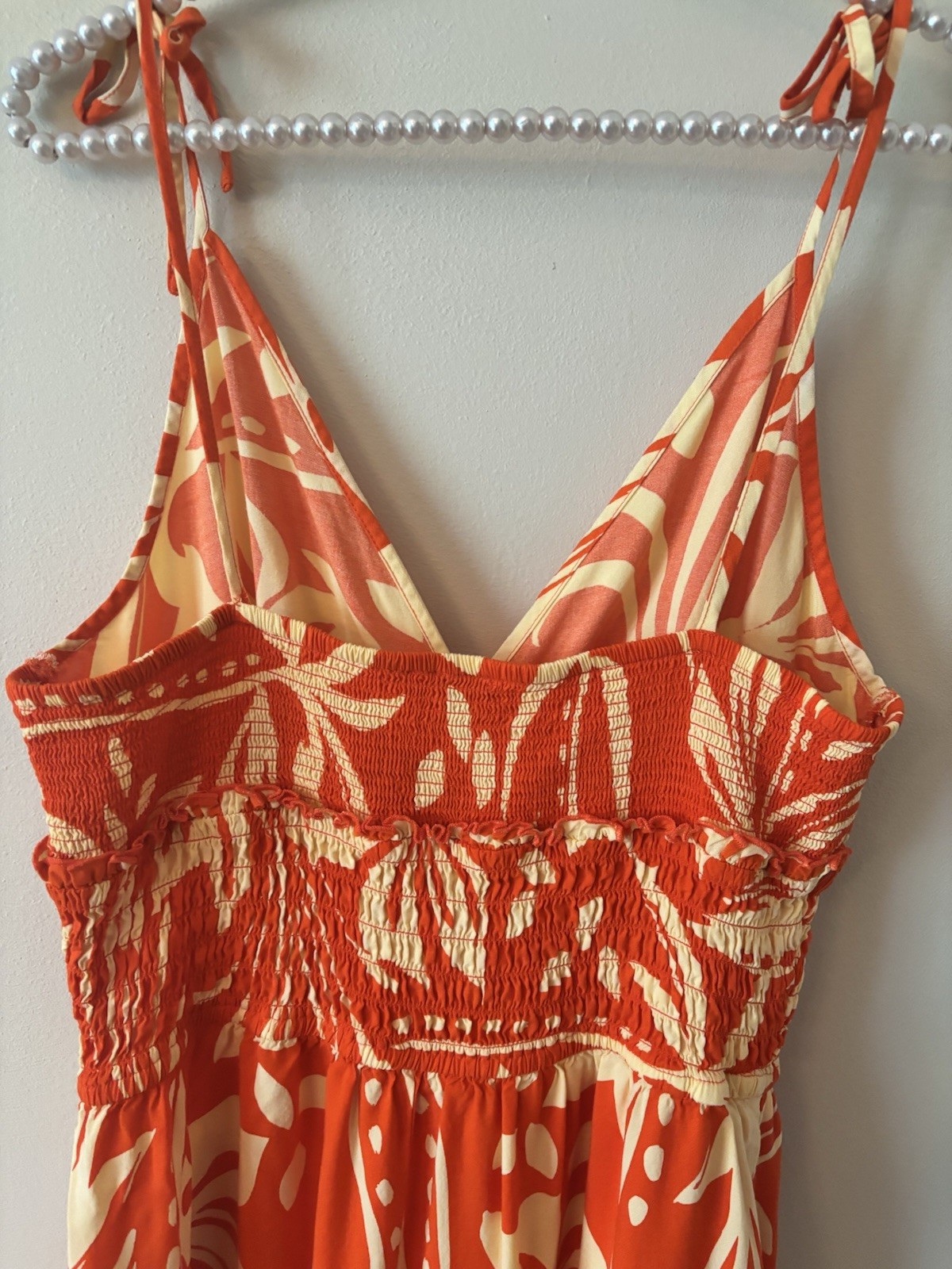Patrons Of Peace Womens Size XL Orange Cream Sleeveless Romper Wide Leg