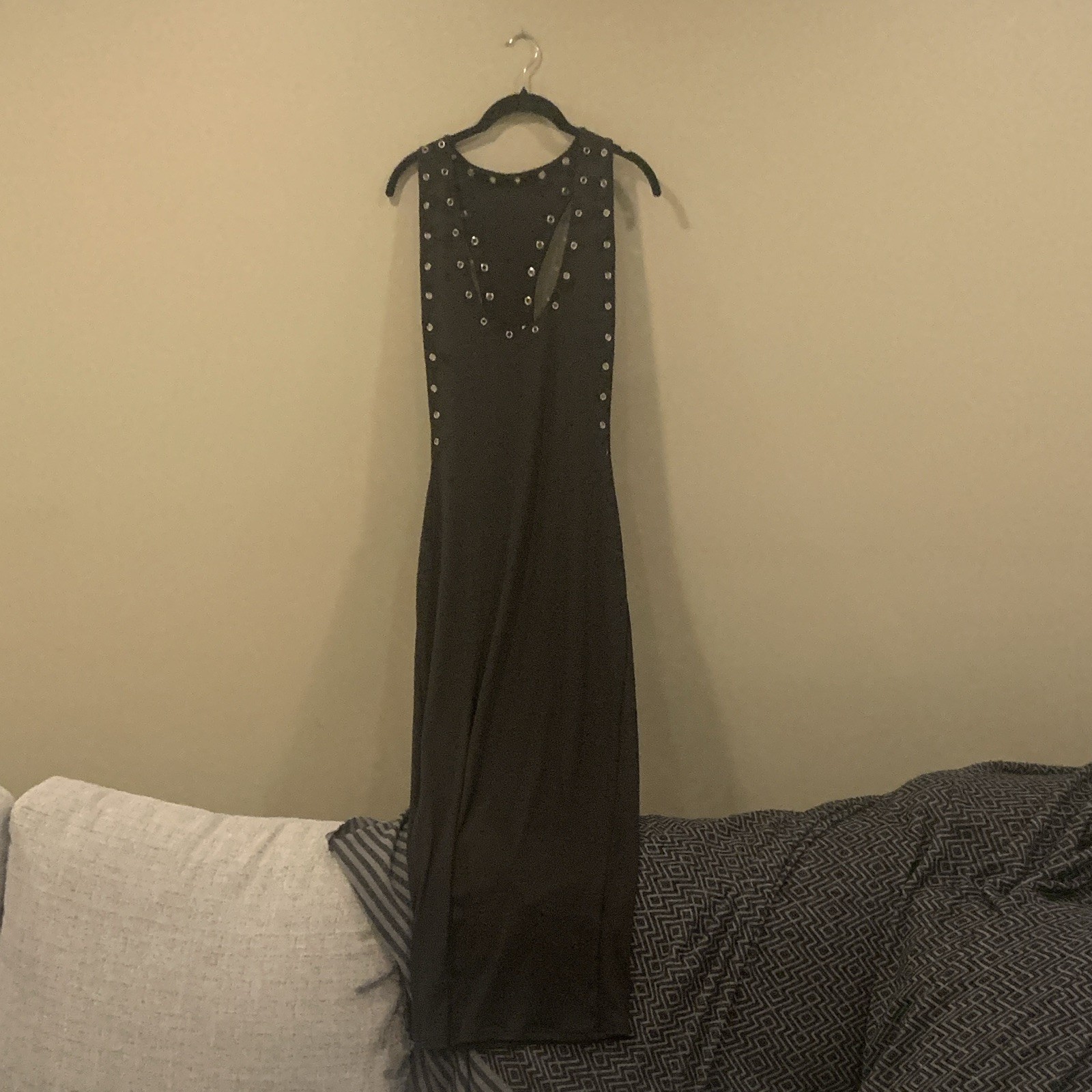 Denimoi Black Solid Sleeveless Studded One-Piece Jumpsuit Women’s Size M