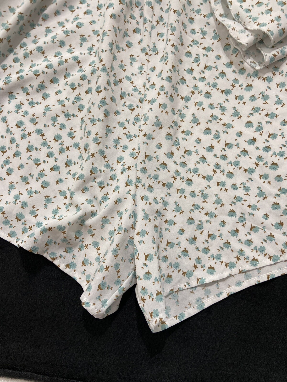 Romwe Romper Size L Shirred Neckline 3/4 Ruffled Tiered Empire Elastic Waist