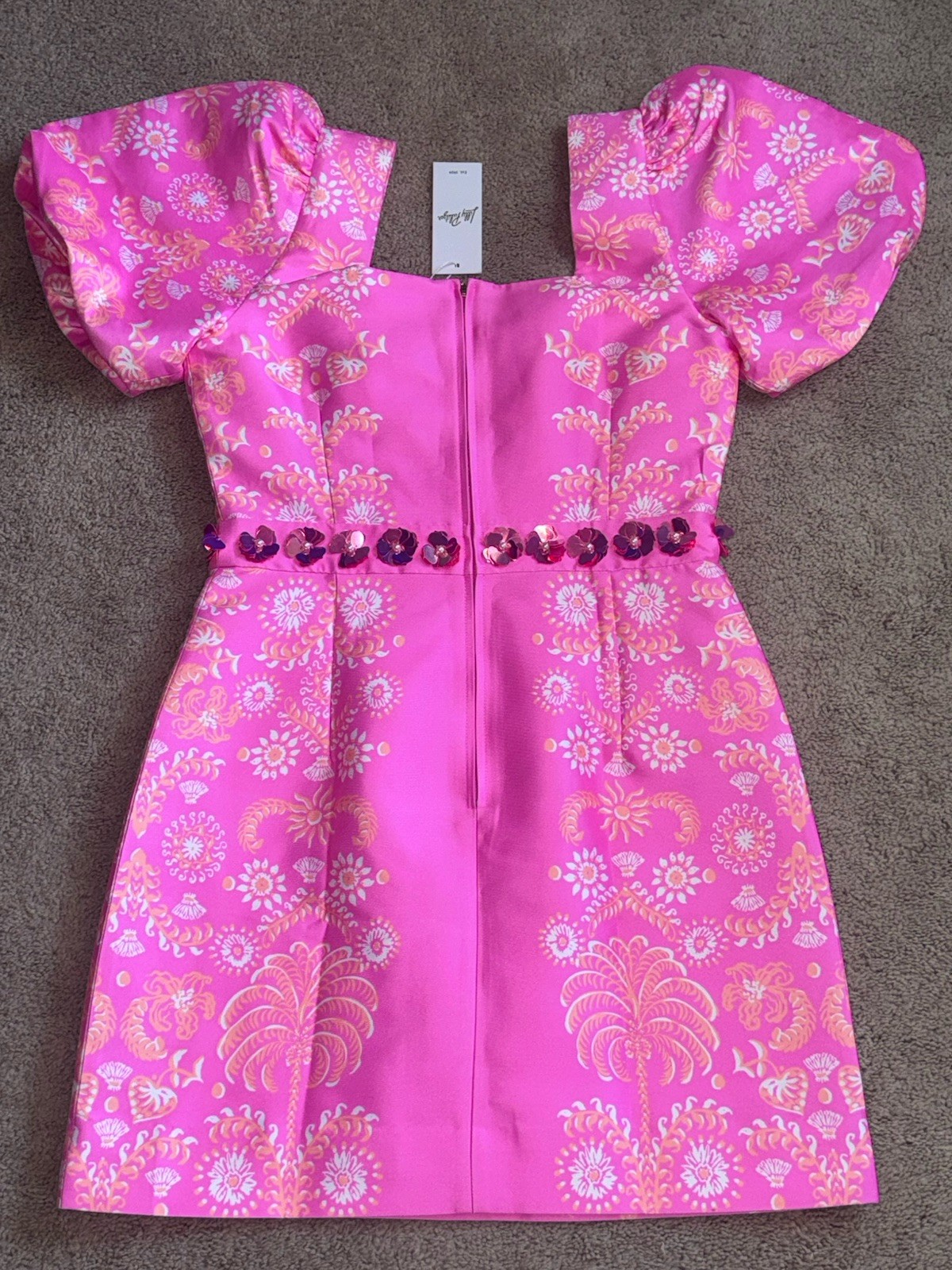 Lilly Pulitzer NWT Size Cohen Skirted Romper Sunkissed Pink Breezy Palm Engineer