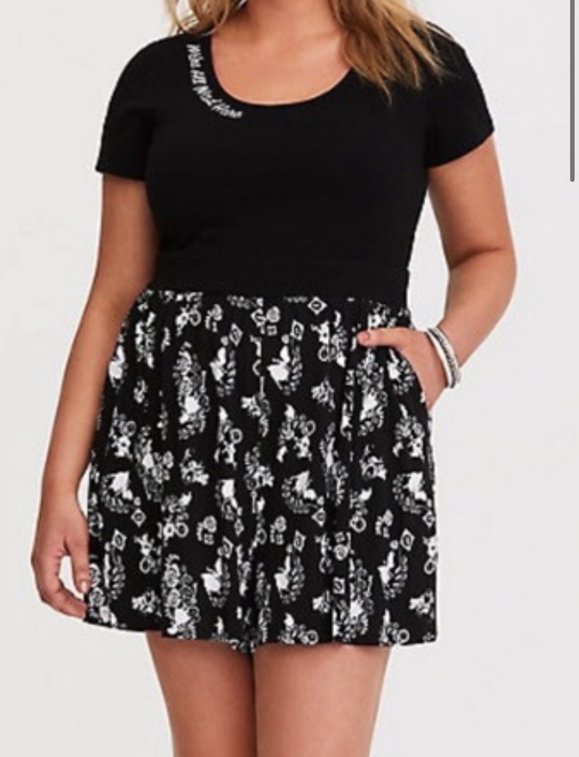 Torrid Alice in Wonderland “Were all Mad here” Romper Black SIZE 3 22-24 3X NWT